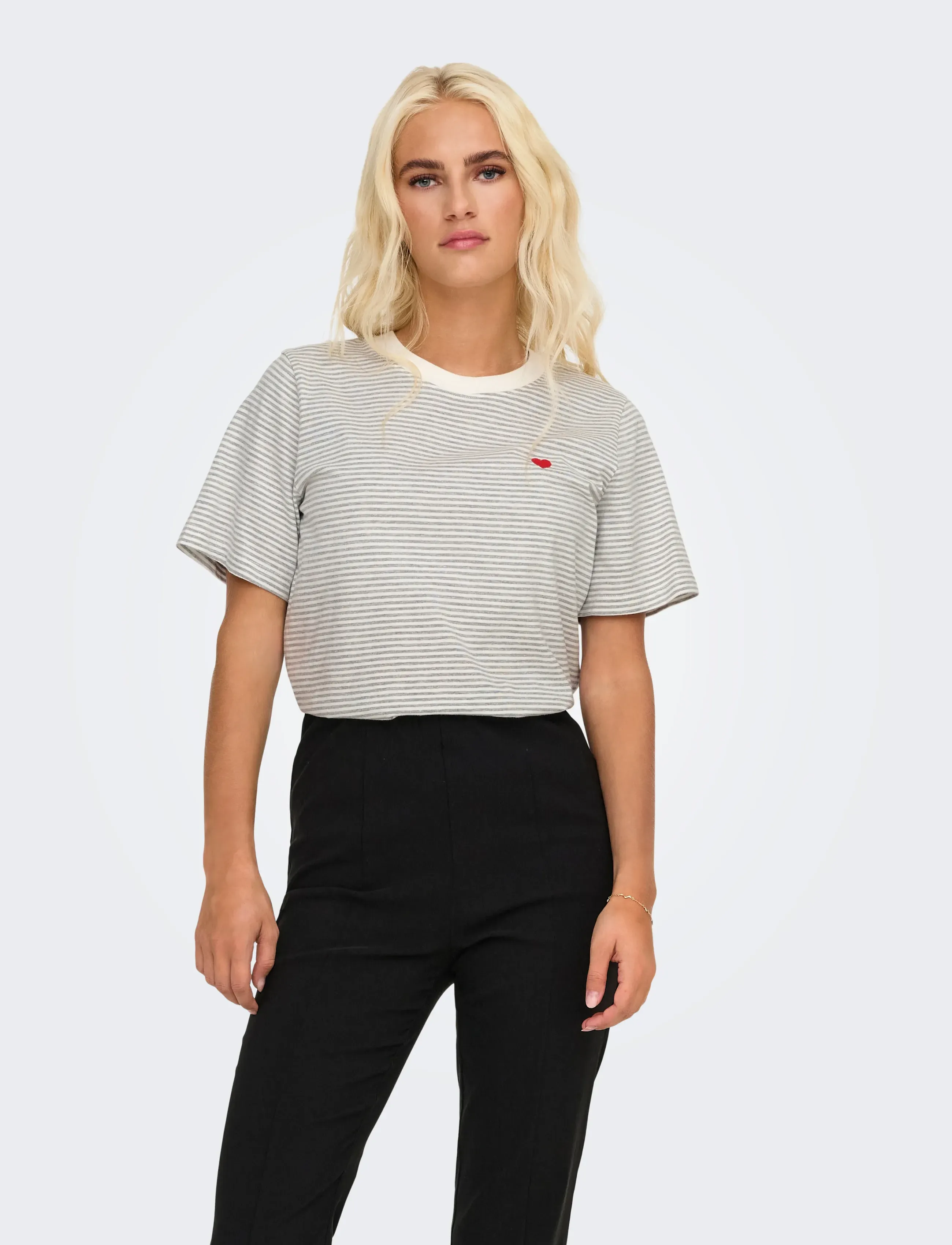 JDY JDYPISA LIFE S/S PRINT TOP JRS NOOS - T-shirts - CLOUD DANCER / grey