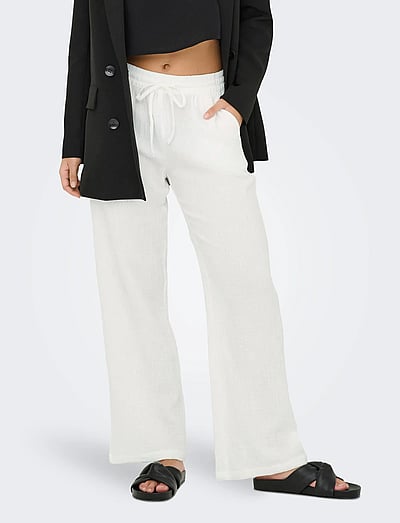 JDY JDYTHEIS LIFE WIDE PANT WVN NOOS - Byxor - CLOUD DANCER / white