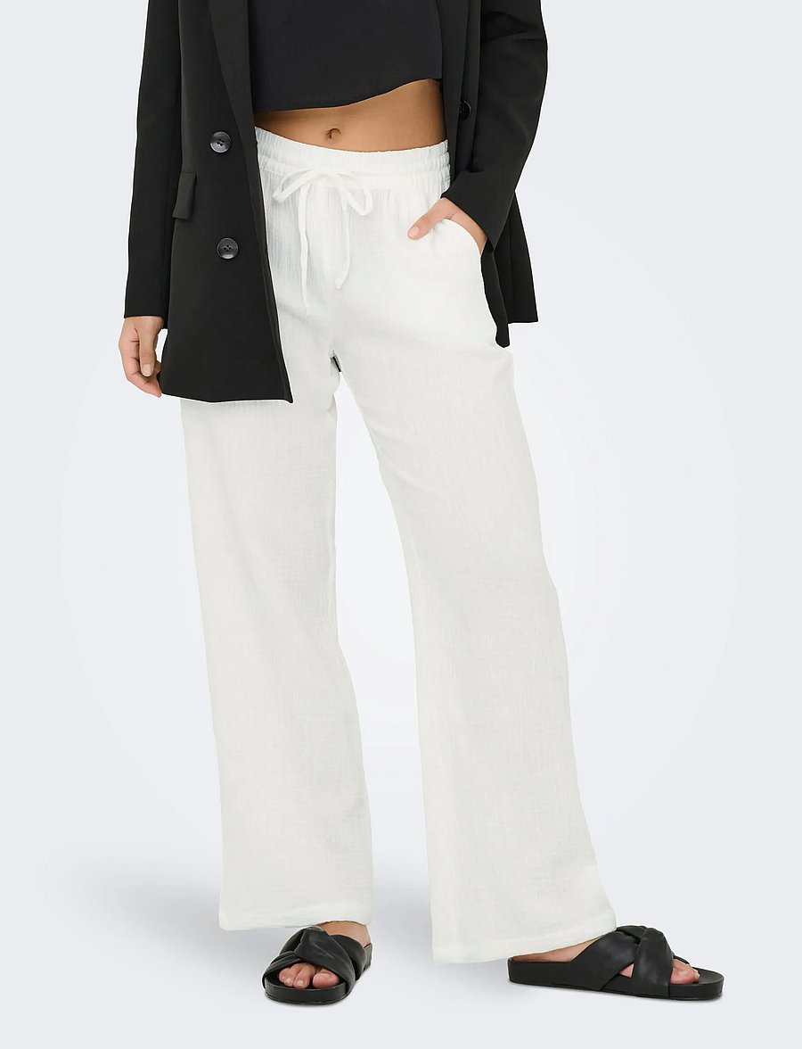 JDY - JDYTHEIS LIFE WIDE PANT WVN NOOS - bukser med brede ben - cloud dancer - 0