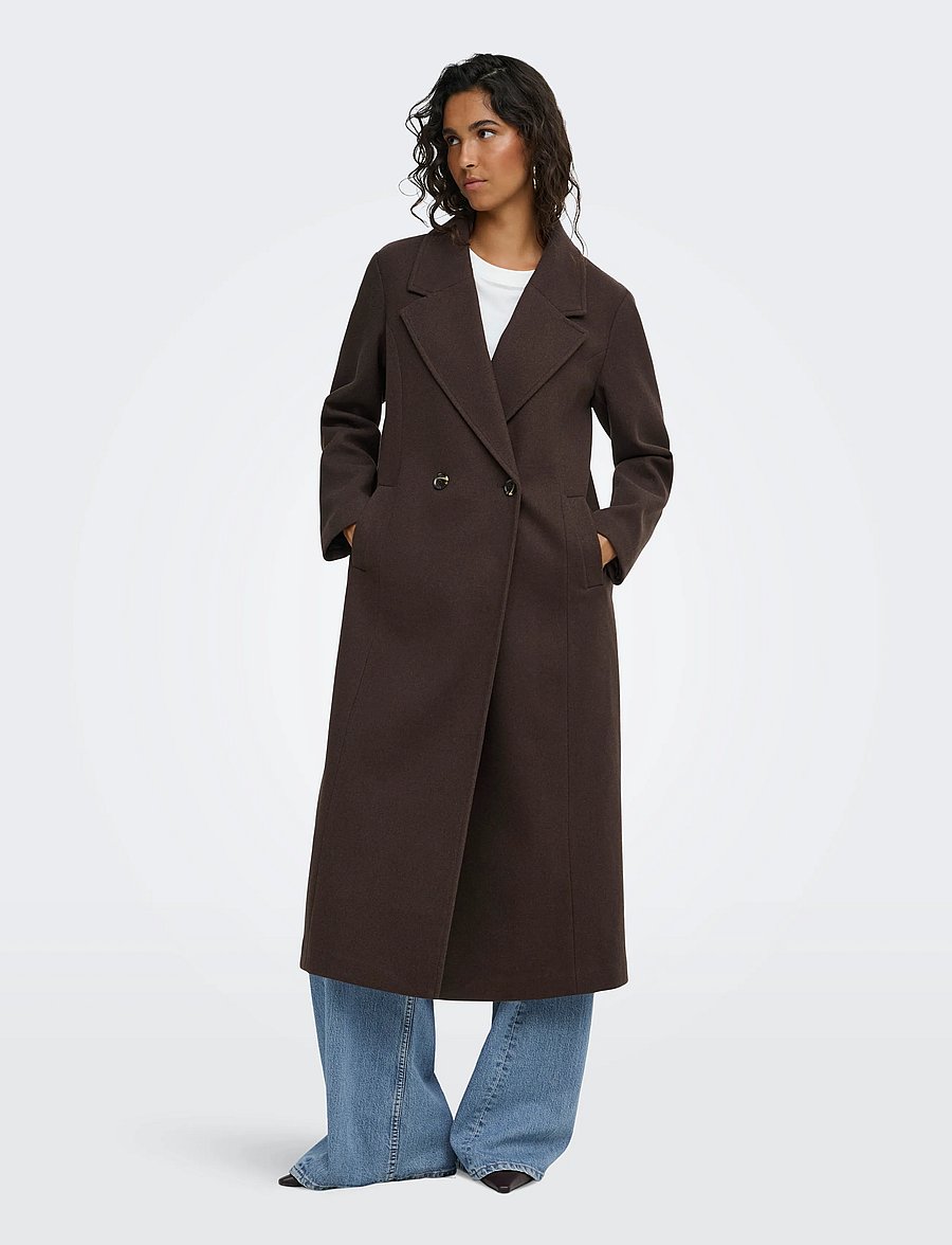 JDY - JDYVIOLA LIFE X-LONG COAT OTW HAB - mäntel - chocolate torte - 0