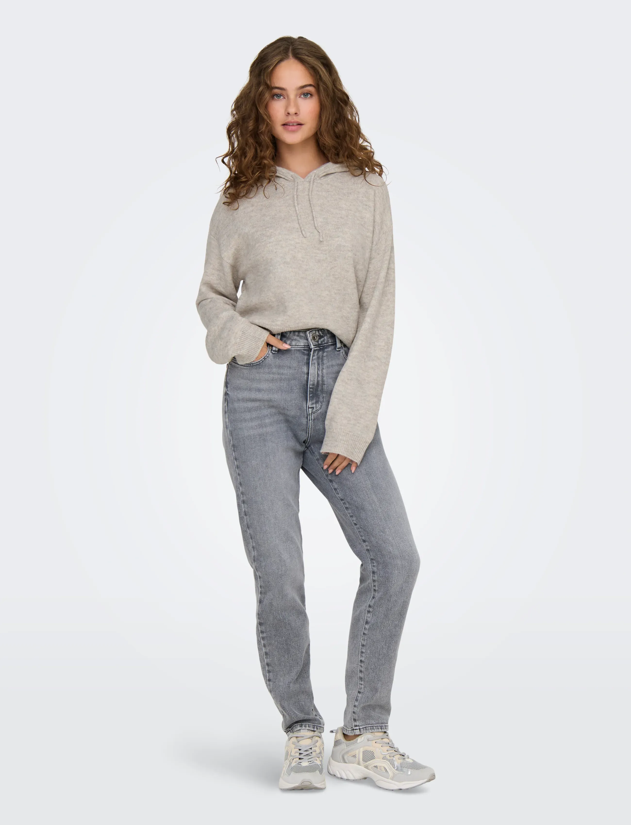 JDY - JDYRUE LIFE L/S SHORT HOOD PUL KNT NOOS - chateau gray - 4