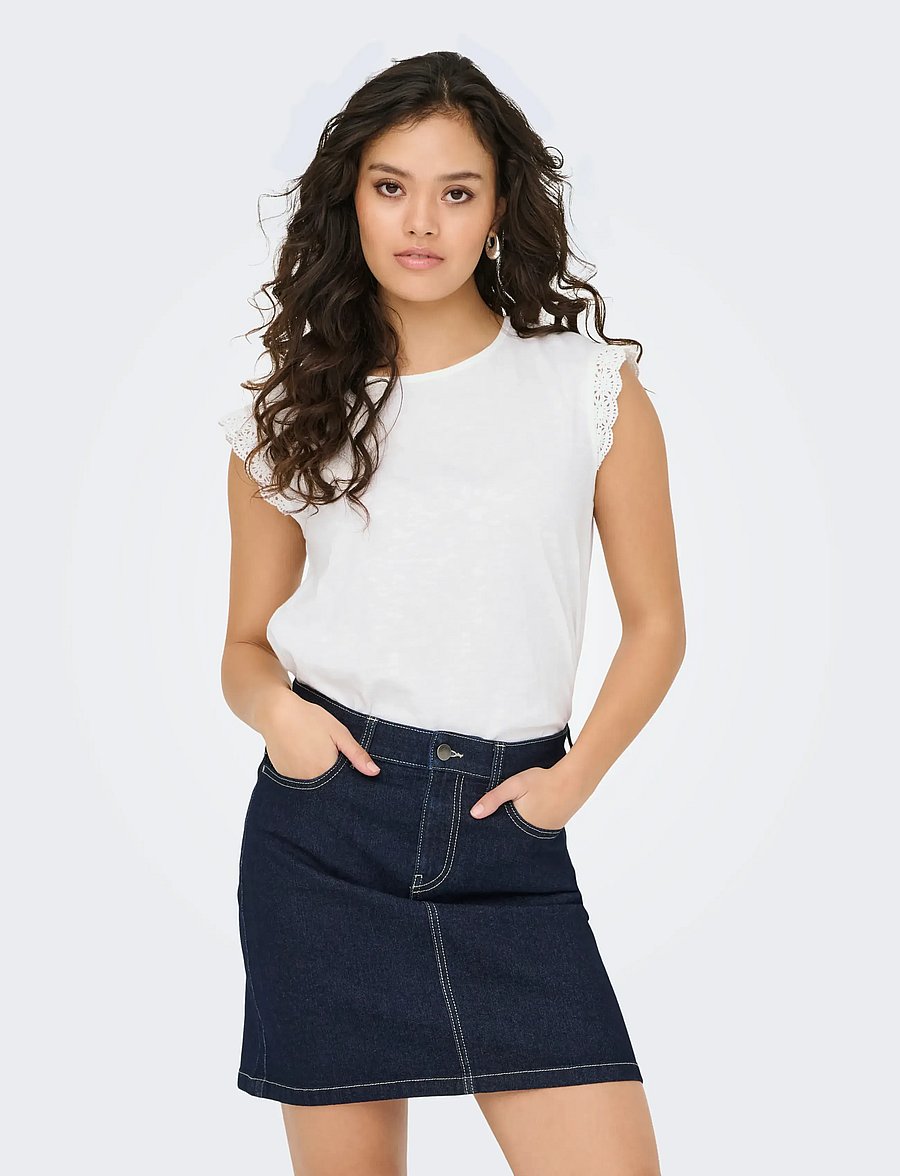 JDY - JDYSALVA LIFE S/L CROCHET TOP JRS NOOS - topid ja varrukateta alussärgid - cloud dancer - 4