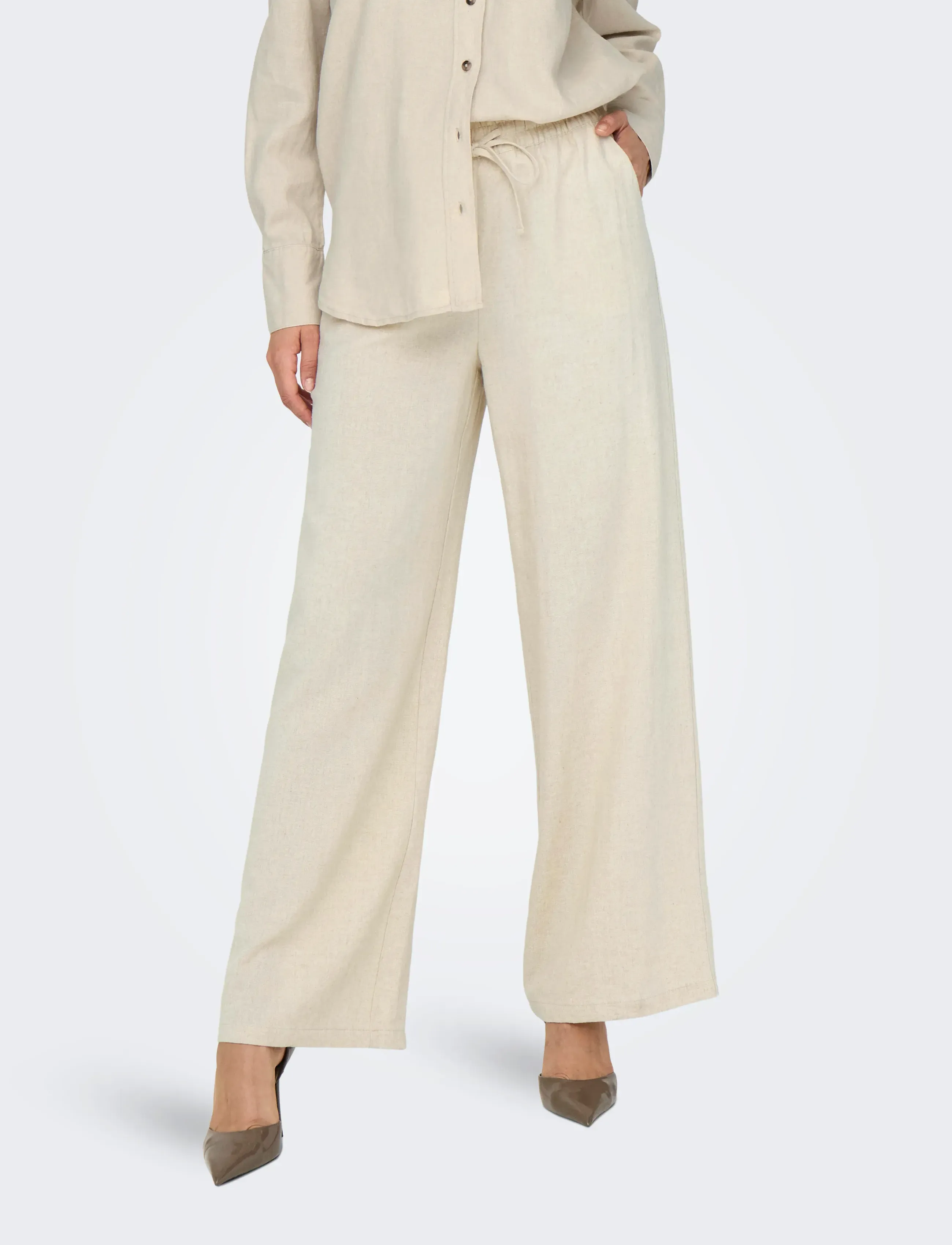 JDY JDYSAY HW LINEN WIDE PANT WVN NOOS - JDY - OATMEAL / beige