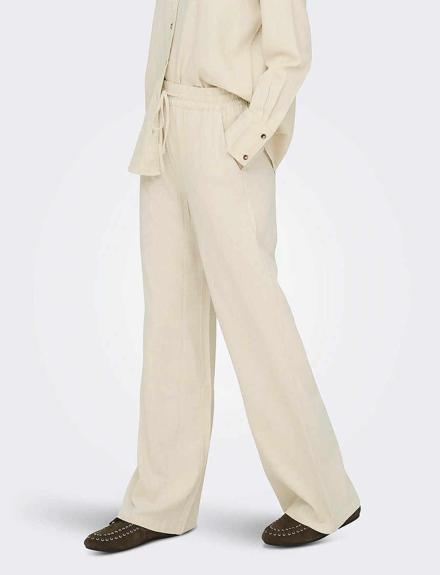 JDY - JDYSAY HW LINEN WIDE PANT WVN NOOS - linased püksid - oatmeal - 0