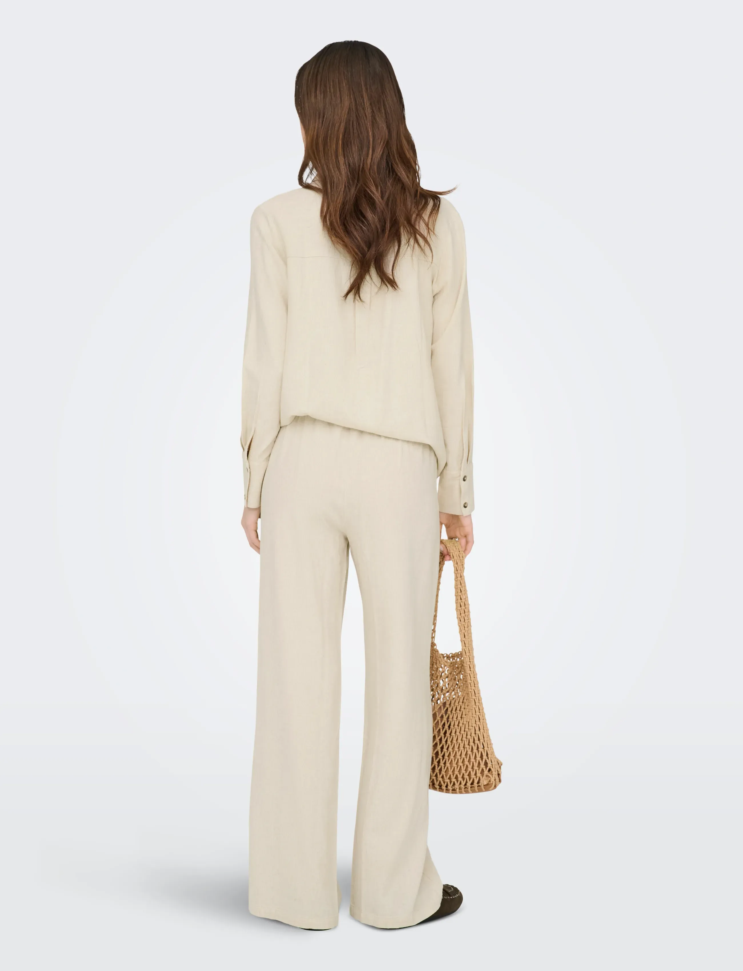JDY - JDYSAY HW LINEN WIDE PANT WVN NOOS - pantalons en lin - oatmeal - 3