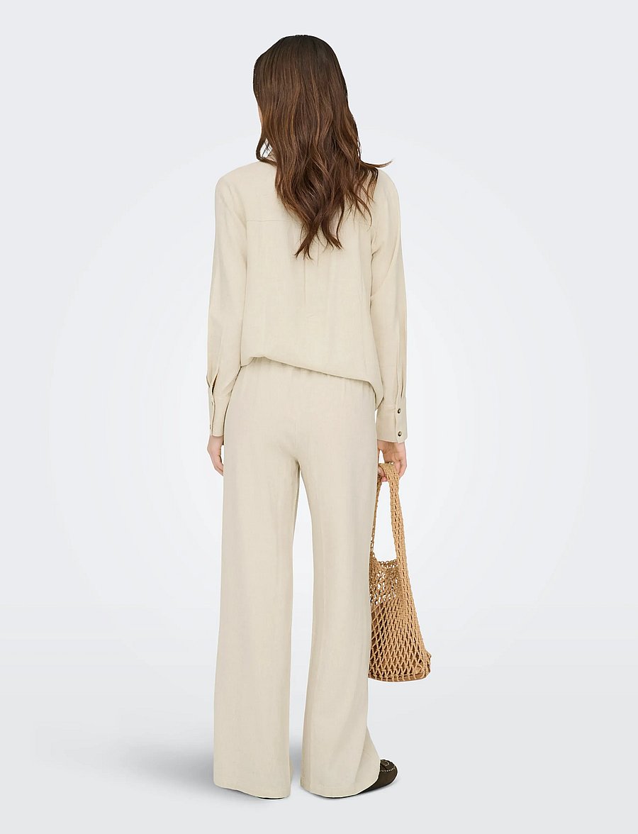JDY - JDYSAY HW LINEN WIDE PANT WVN NOOS - linased püksid - oatmeal - 3