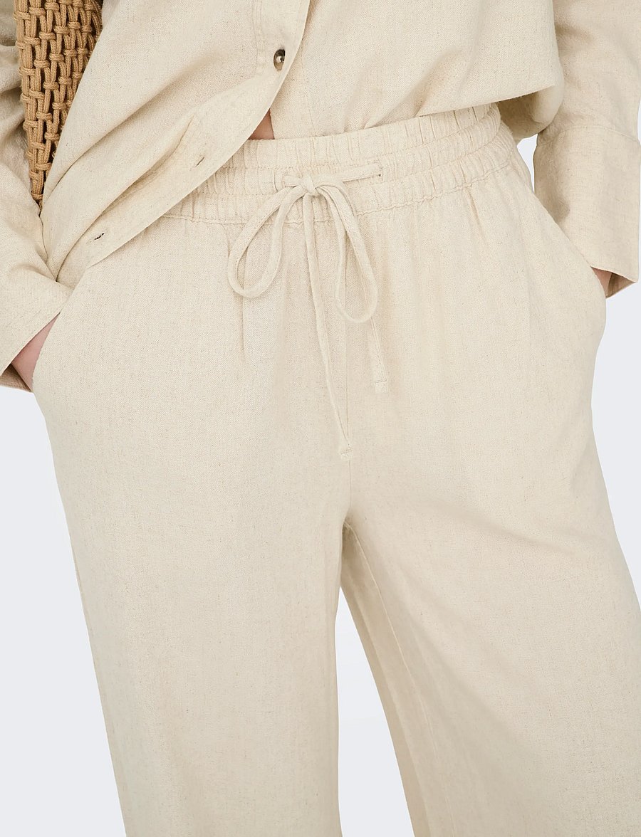 JDY - JDYSAY HW LINEN WIDE PANT WVN NOOS - linased püksid - oatmeal - 4