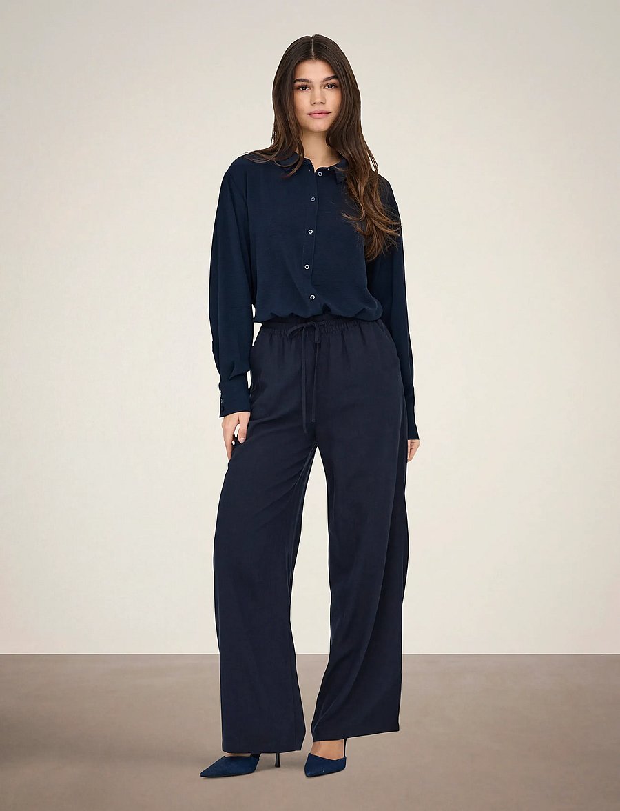 JDY - JDYSAY HW LINEN WIDE PANT WVN NOOS - leinenhosen - sky captain - 4