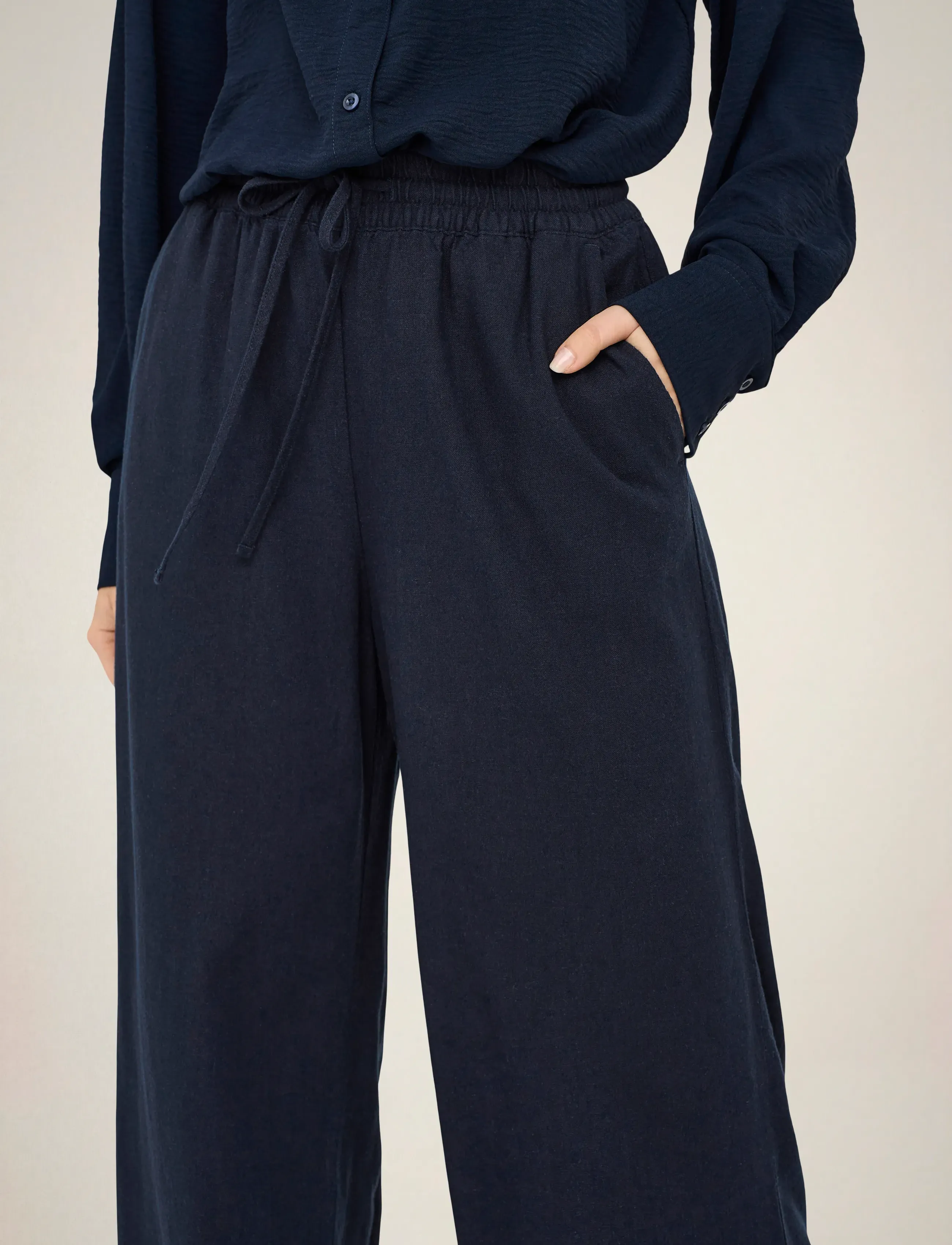 JDY - JDYSAY HW LINEN WIDE PANT WVN NOOS - hørbukser - sky captain - 5