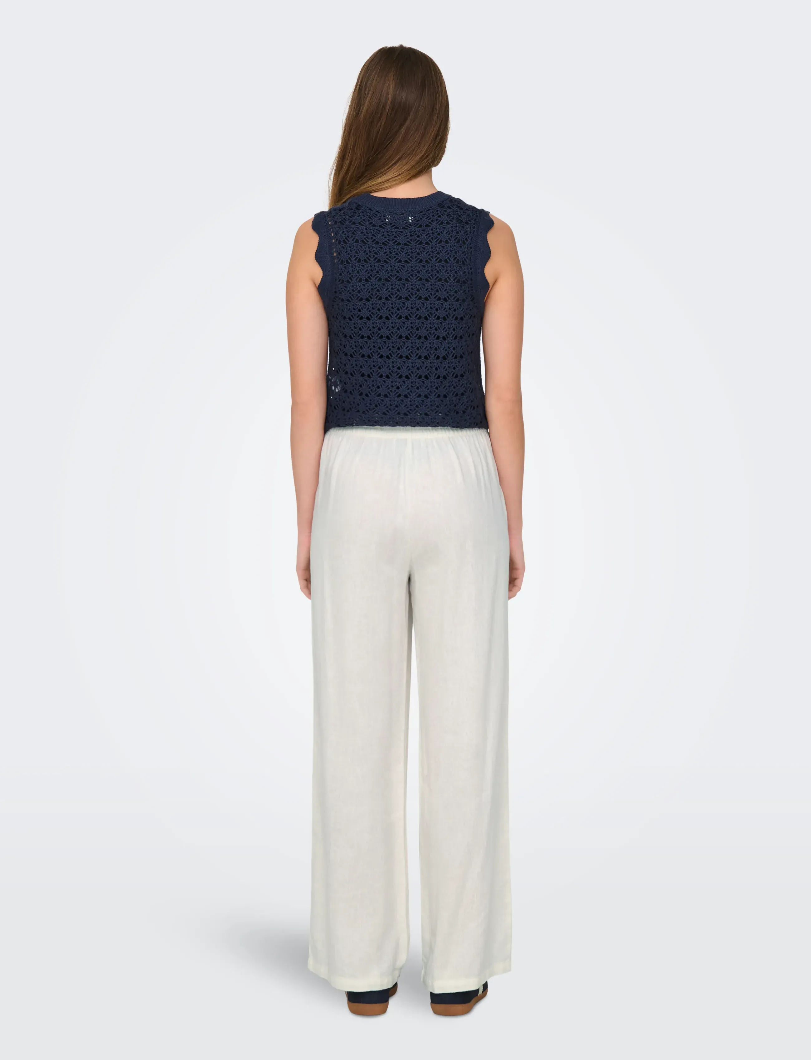 JDY - JDYSAY HW LINEN WIDE PANT WVN NOOS - linbukser - snow white - 3