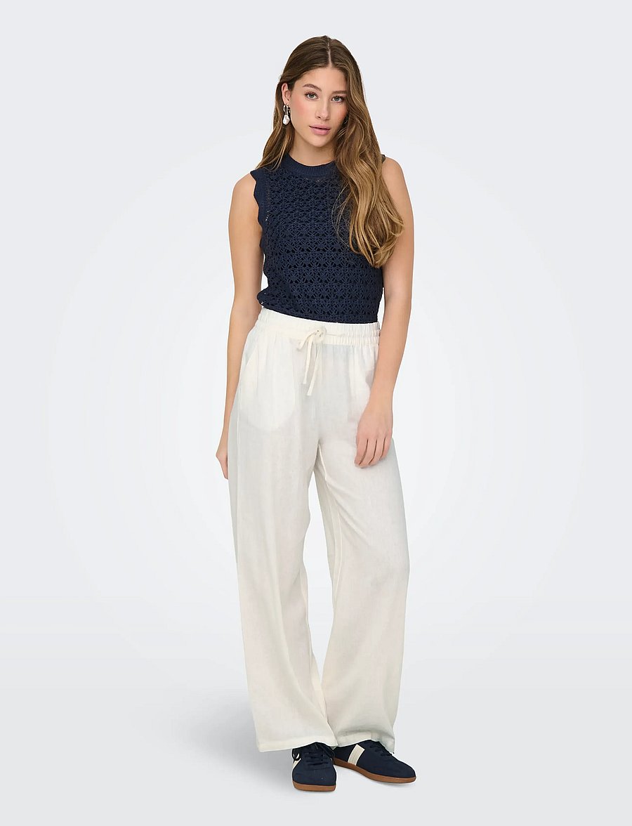 JDY - JDYSAY HW LINEN WIDE PANT WVN NOOS - leinenhosen - snow white - 5