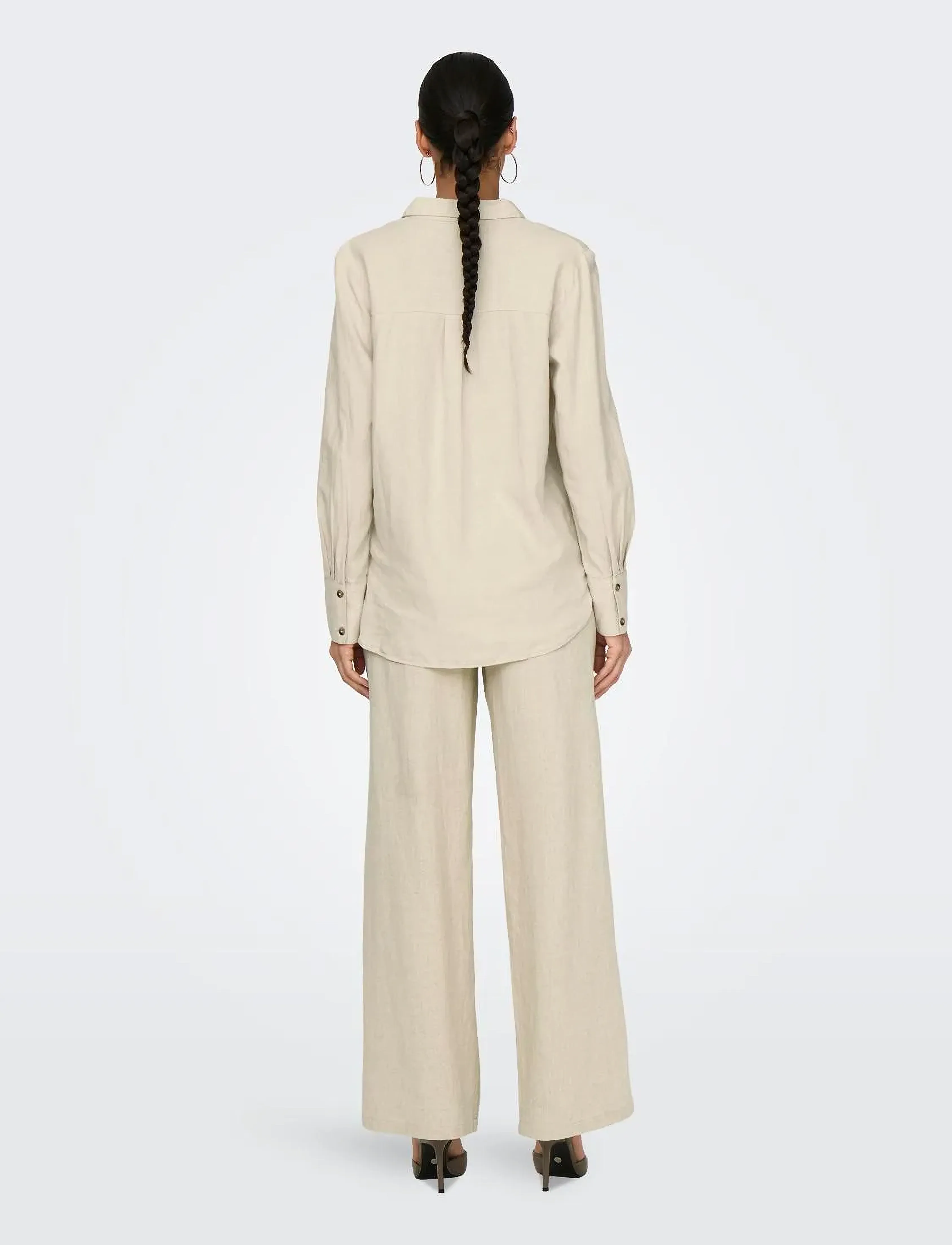 JDY - JDYSAY L/S LINEN LOOSE SHIRT WVN NOOS - langärmlige hemden - oatmeal - 3