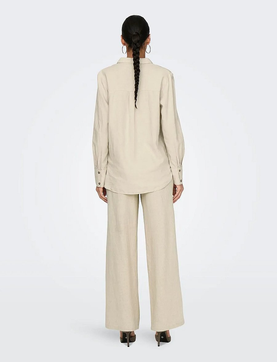 JDY - JDYSAY L/S LINEN LOOSE SHIRT WVN NOOS - langärmlige hemden - oatmeal - 3