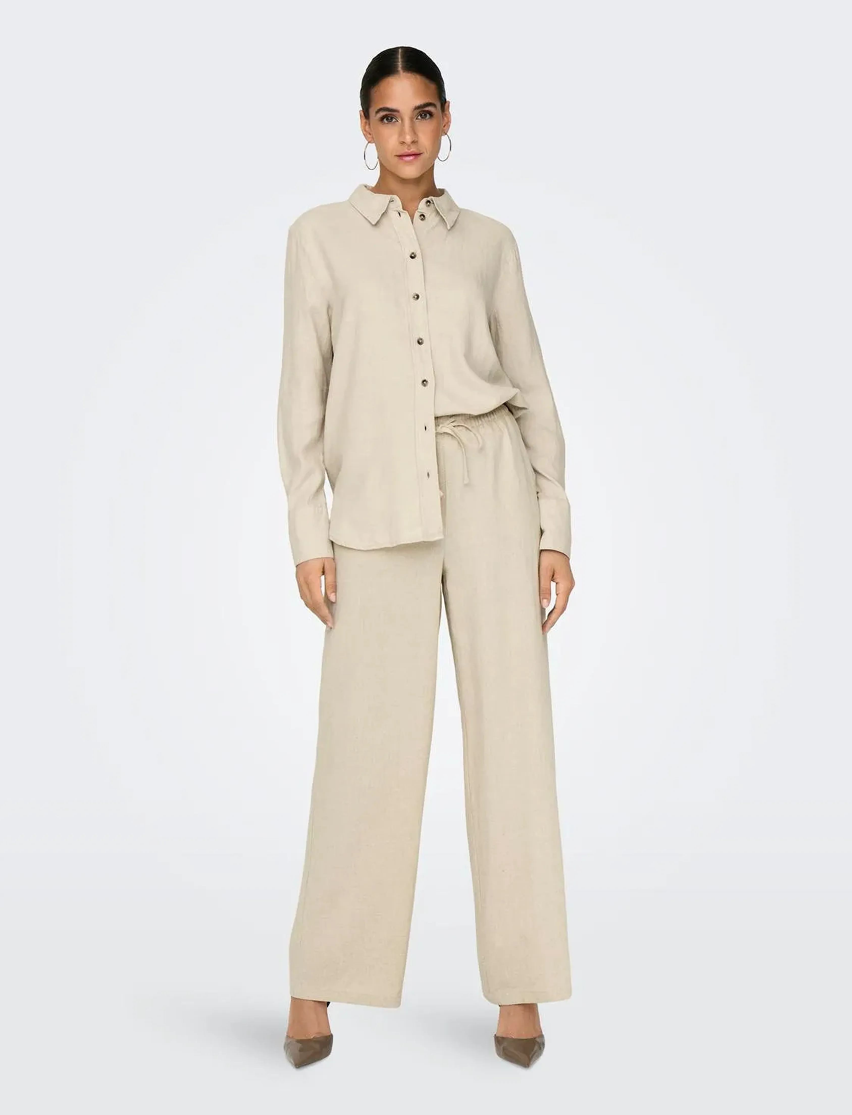 JDY - JDYSAY L/S LINEN LOOSE SHIRT WVN NOOS - langärmlige hemden - oatmeal - 4