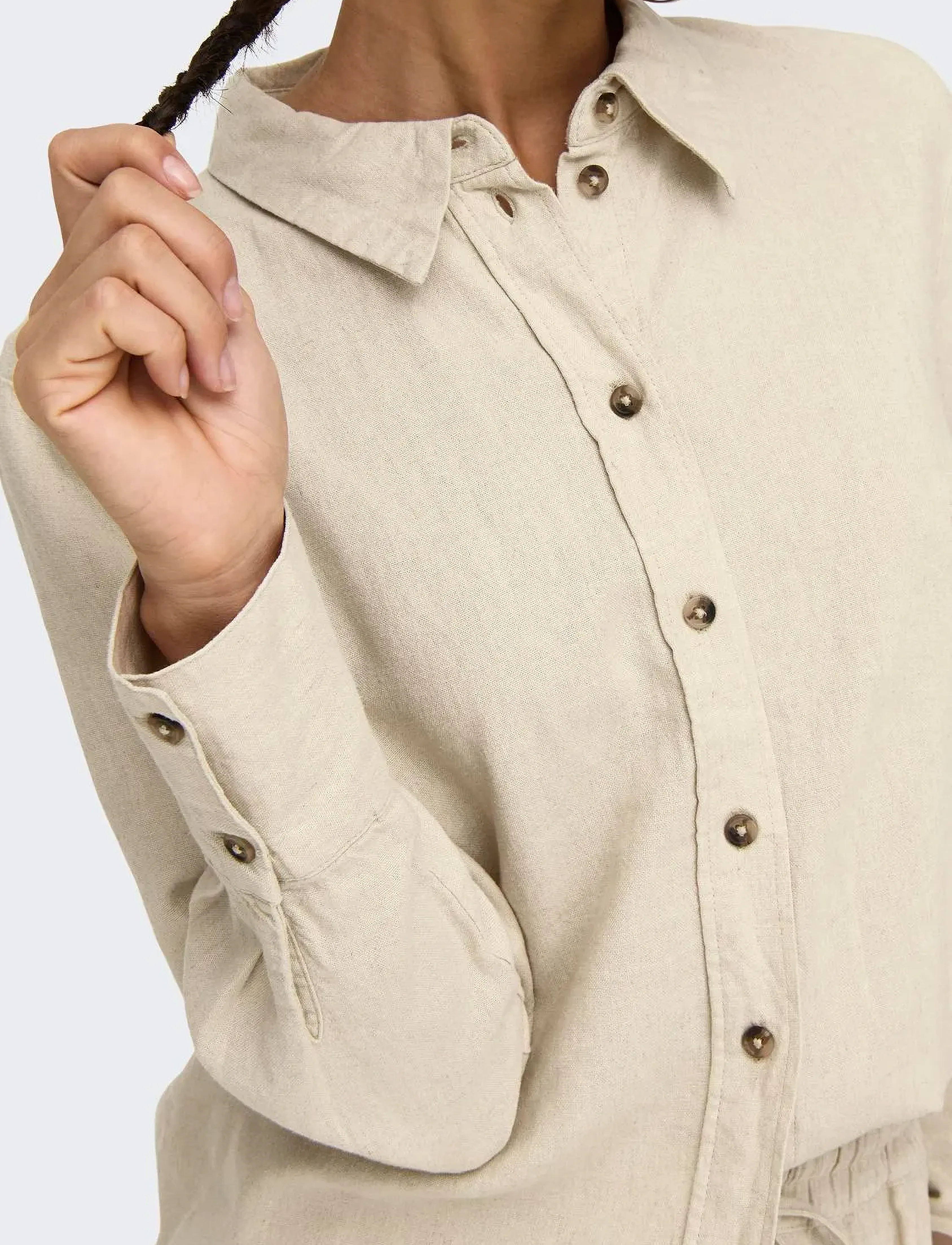 JDY - JDYSAY L/S LINEN LOOSE SHIRT WVN NOOS - langärmlige hemden - oatmeal - 5