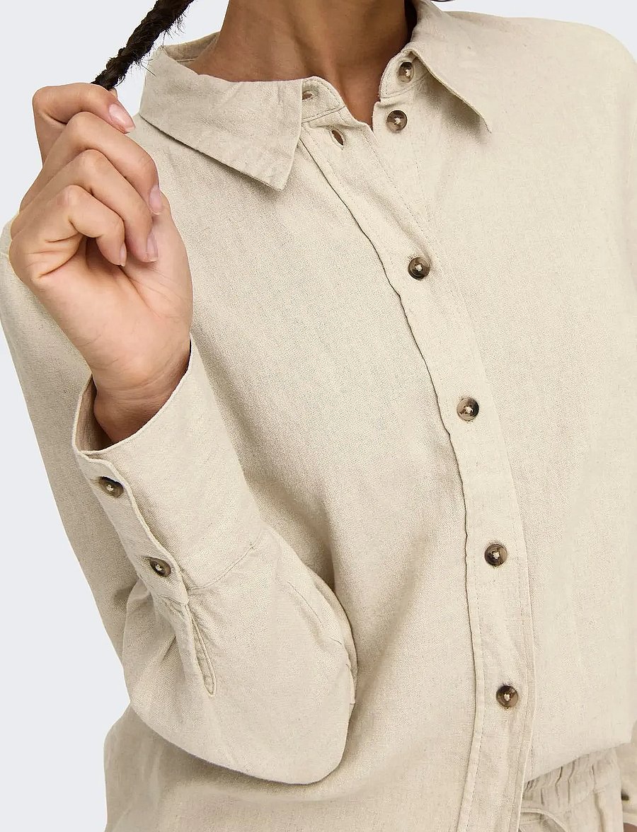 JDY - JDYSAY L/S LINEN LOOSE SHIRT WVN NOOS - langärmlige hemden - oatmeal - 5