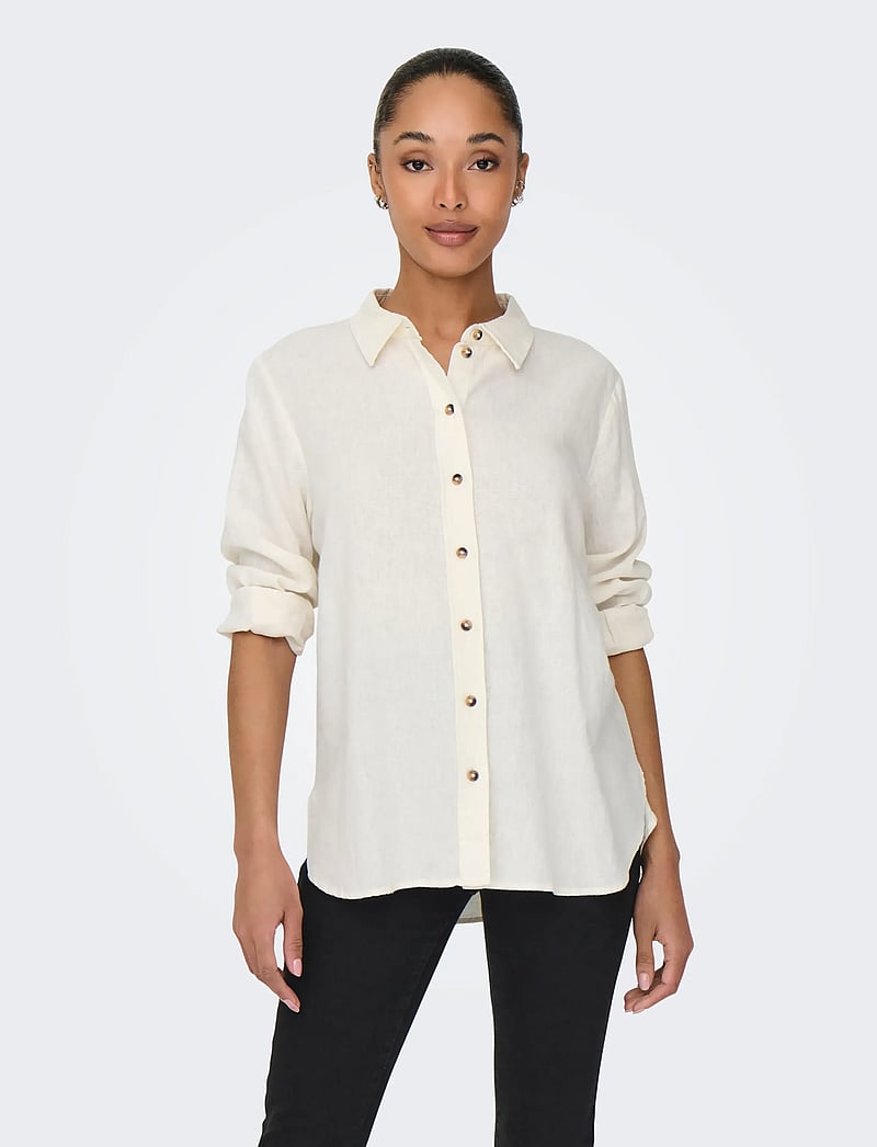 JDY - JDYSAY L/S LINEN LOOSE SHIRT WVN NOOS - langärmlige hemden - snow white - 0