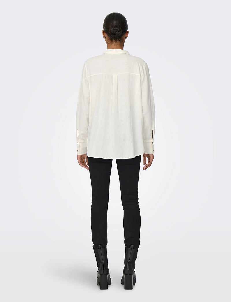 JDY - JDYSAY L/S LINEN LOOSE SHIRT WVN NOOS - langärmlige hemden - snow white - 3