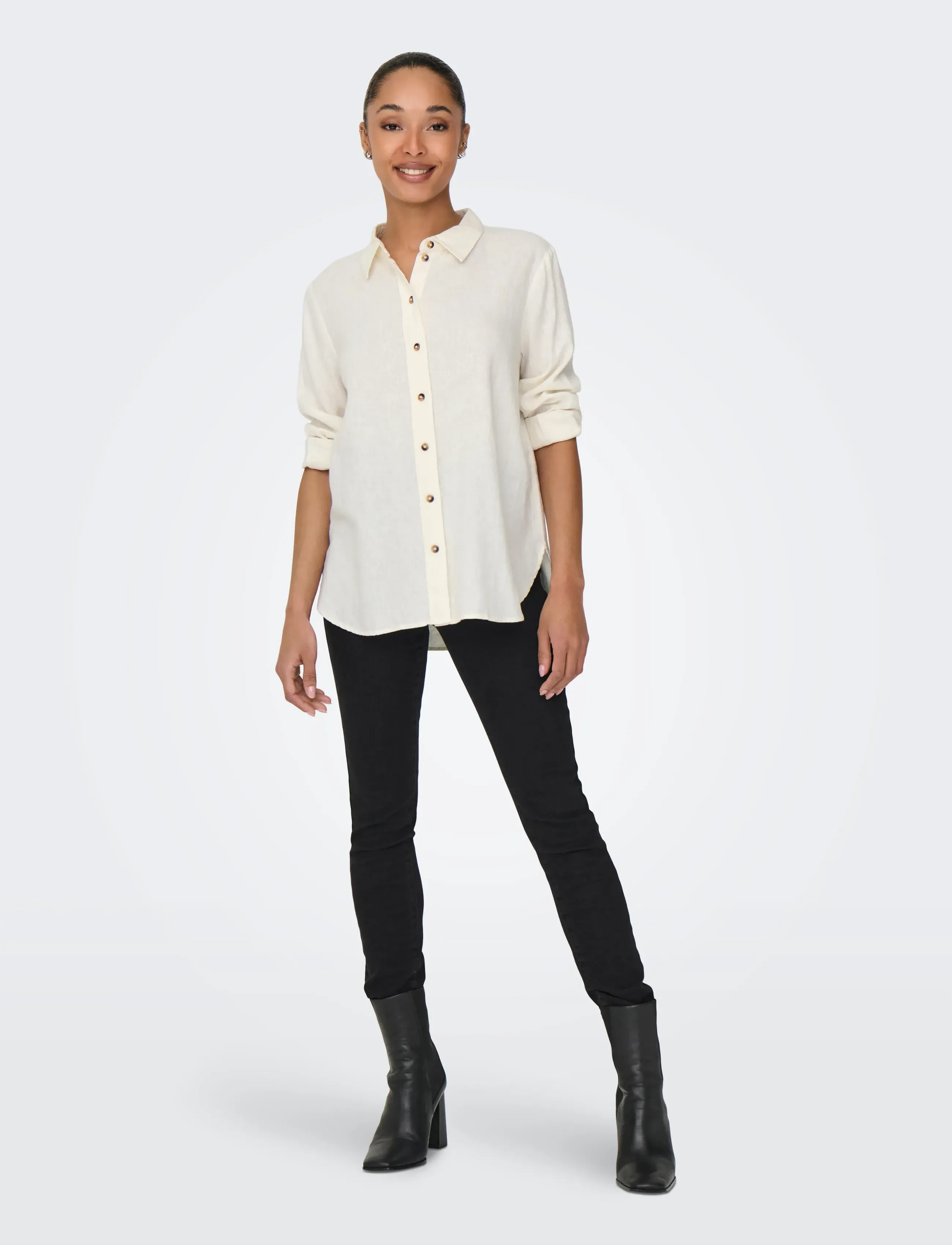 JDY - JDYSAY L/S LINEN LOOSE SHIRT WVN NOOS - chemises à manches longues - snow white - 4