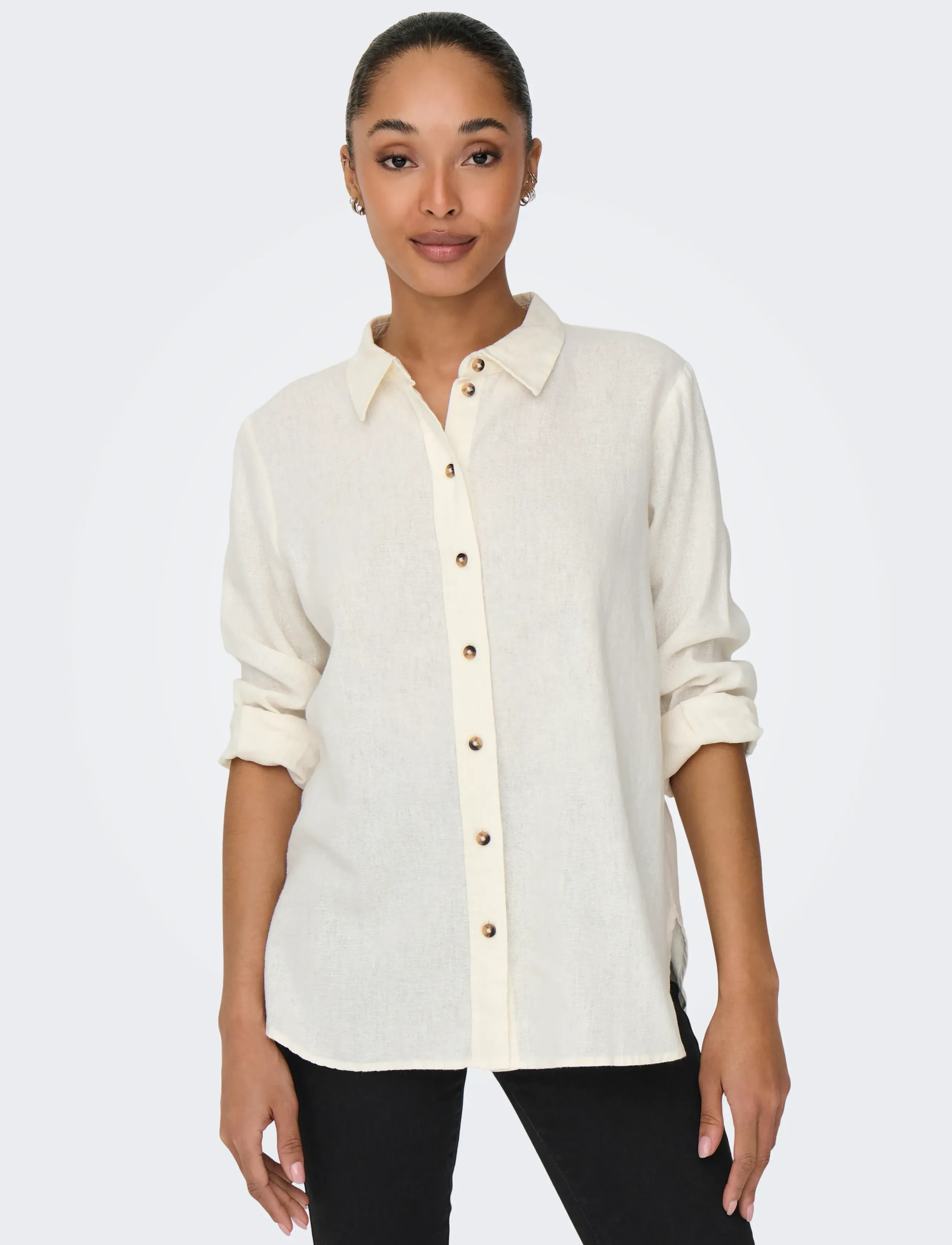 JDY - JDYSAY L/S LINEN LOOSE SHIRT WVN NOOS - chemises à manches longues - snow white - 5