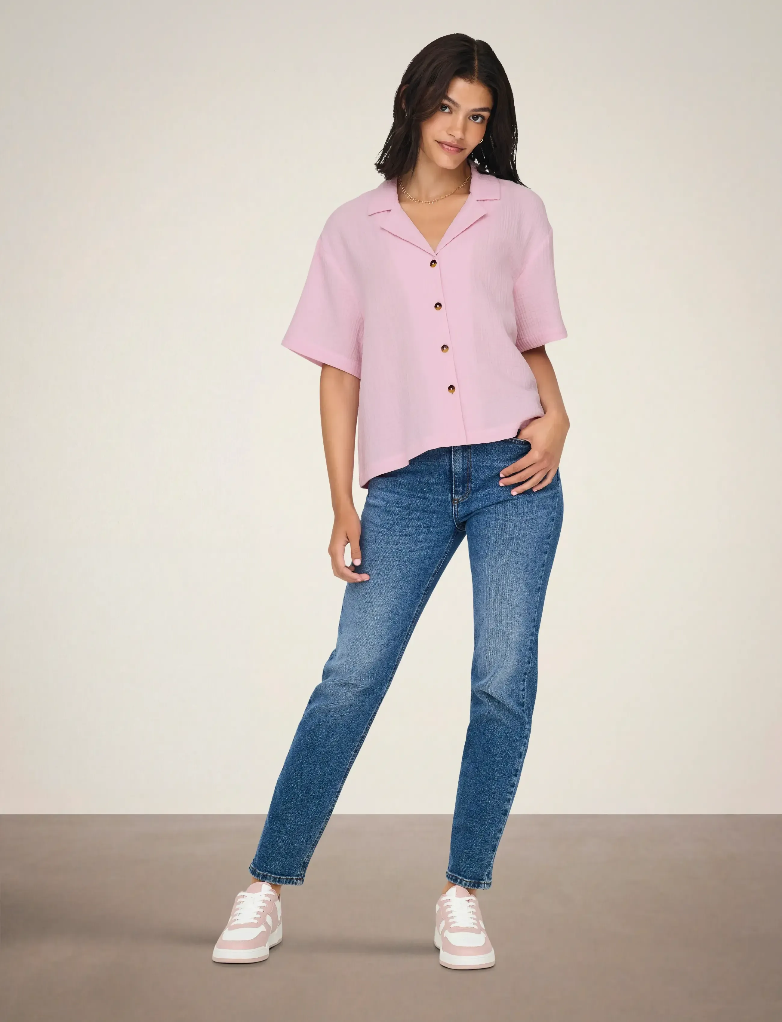 JDY - JDYTHEIS LIFE 2/4 LOOSE SHIRT WVN NOOS - kortærmede skjorter - parfait pink - 4