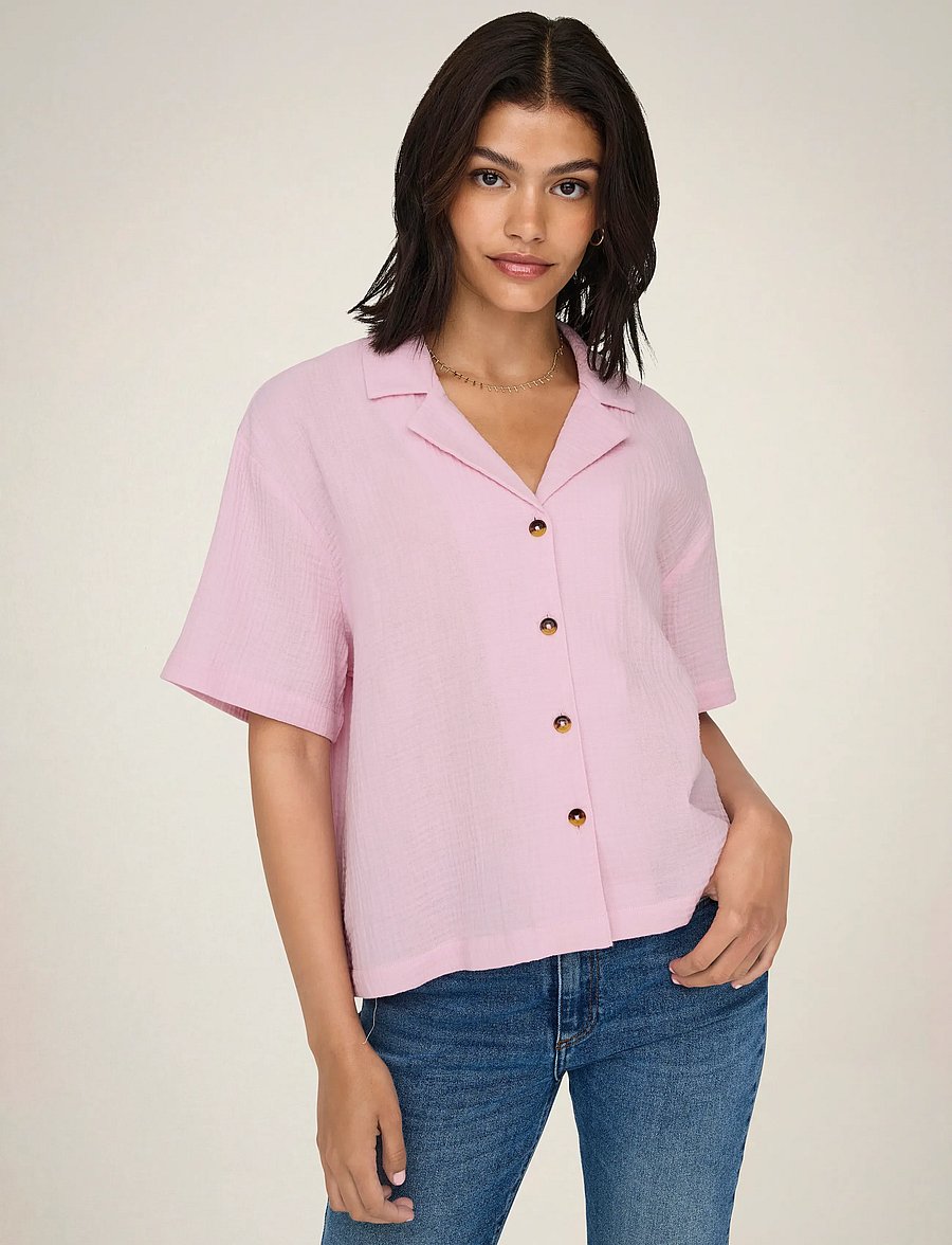 JDY - JDYTHEIS LIFE 2/4 LOOSE SHIRT WVN NOOS - kortærmede skjorter - parfait pink - 5