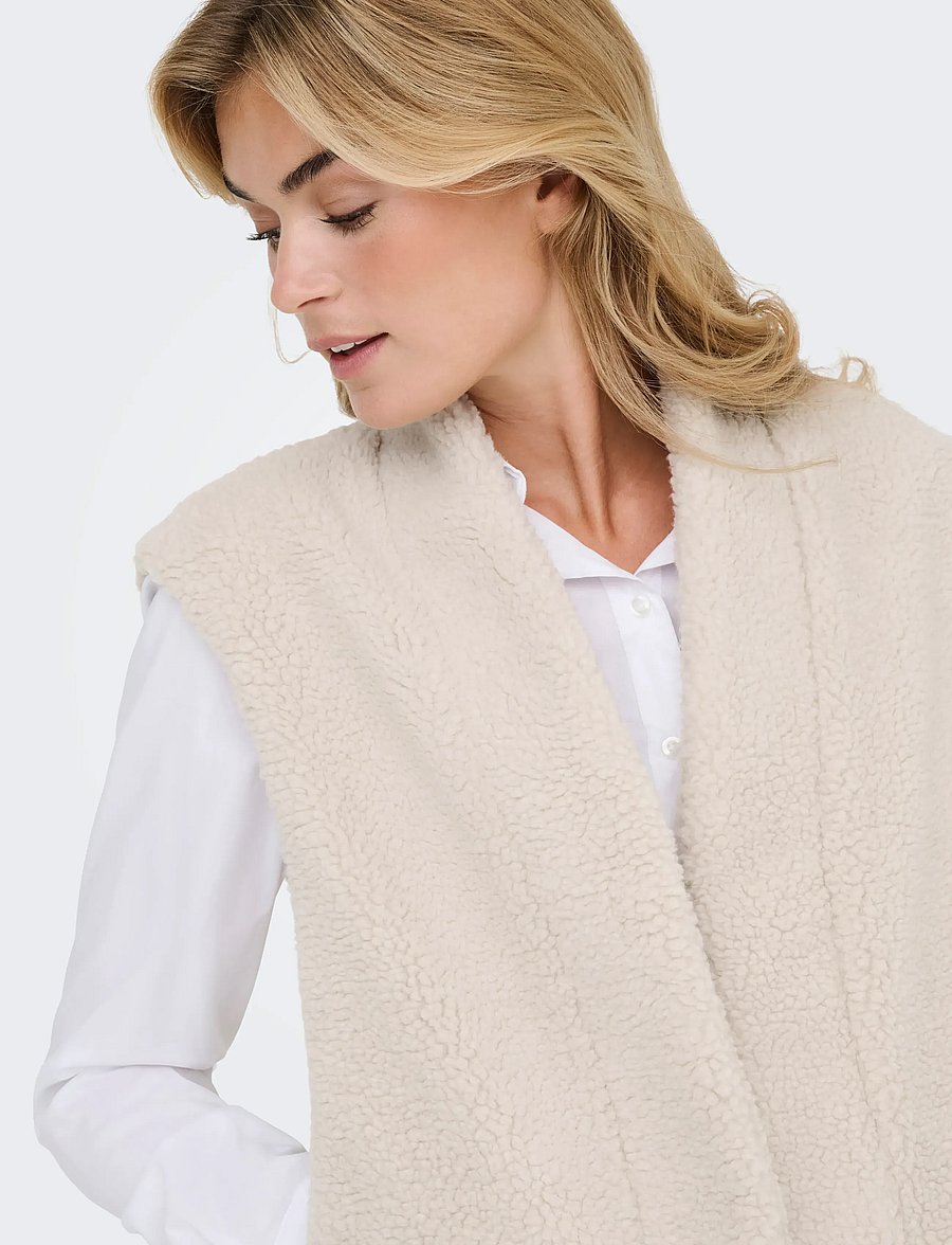 JDY - JDYBIRDY TEDDY OPEN VEST OTW NOOS - teddy-vestid - pumice stone - 4