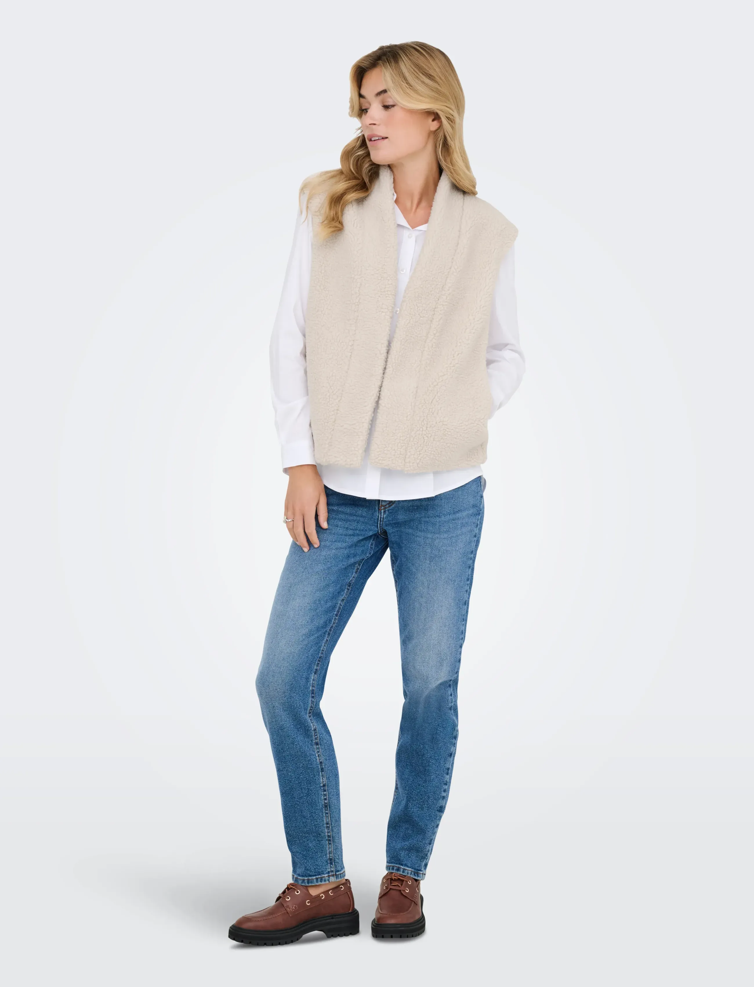 JDY - JDYBIRDY LIFE TEDDY OPEN VEST OTW NOOS - pumice stone - 5