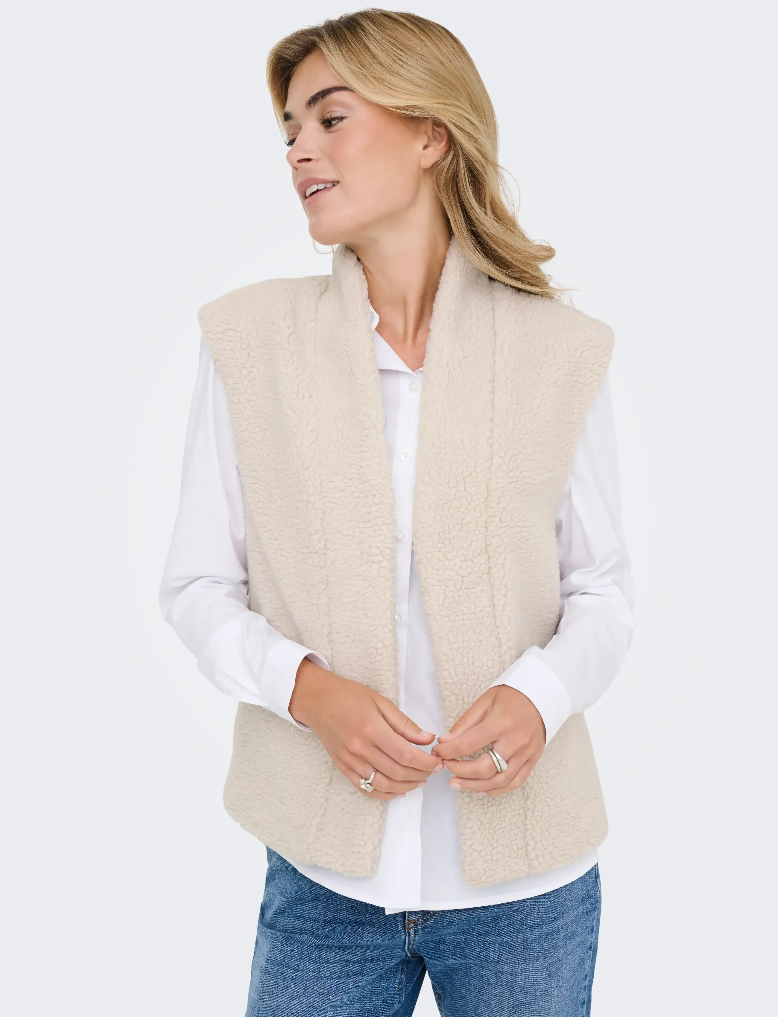 JDY Jdybirdy Teddy Open Vest Otw Noos linnen dam – bild 5