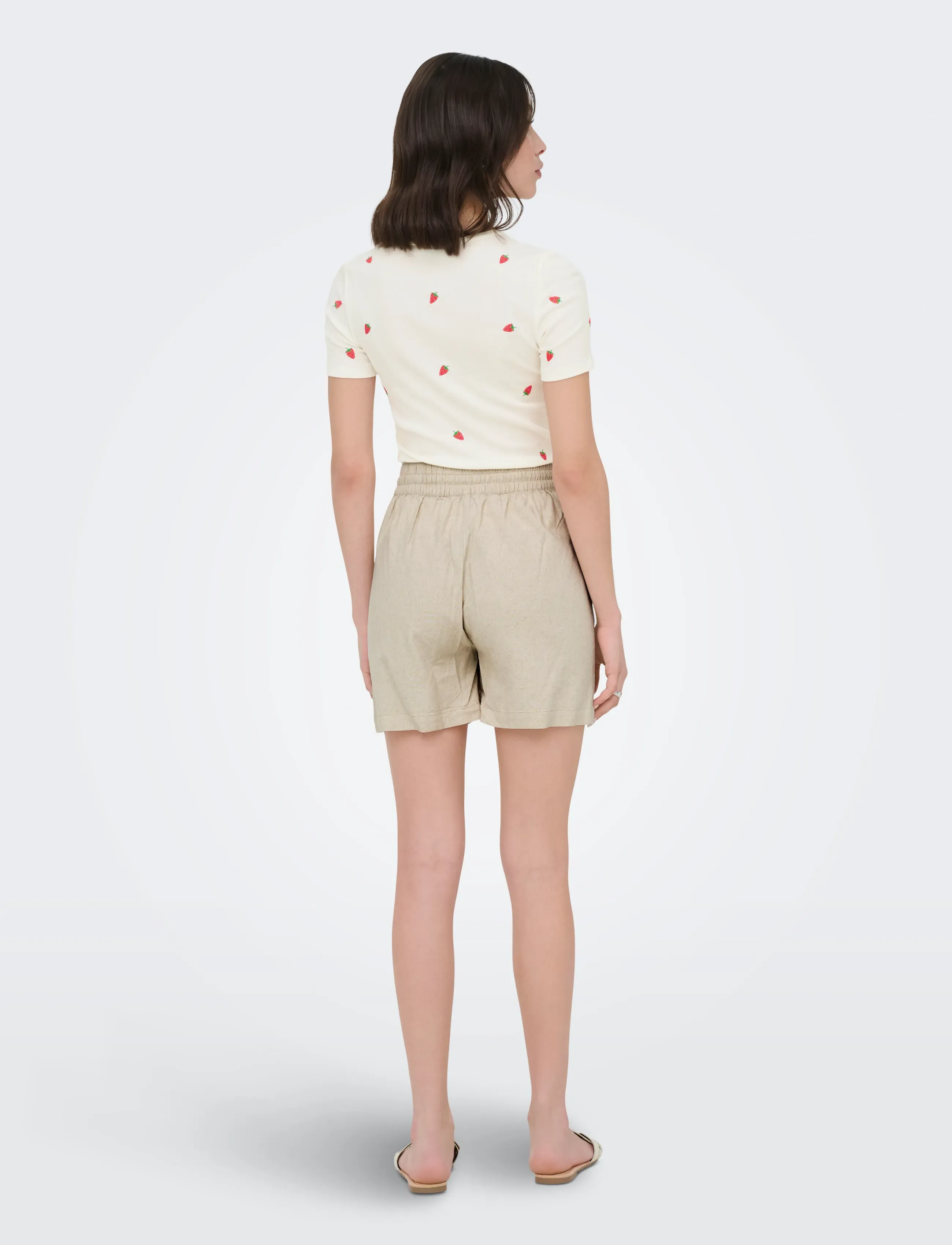JDY - JDYSAY HW LINEN STRING SHORTS WVN NOOS - casual shorts - oatmeal - 3