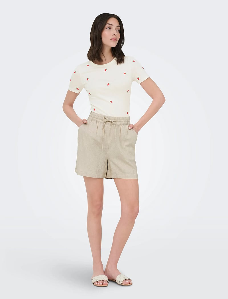 JDY - JDYSAY HW LINEN STRING SHORTS WVN NOOS - casual shorts - oatmeal - 4