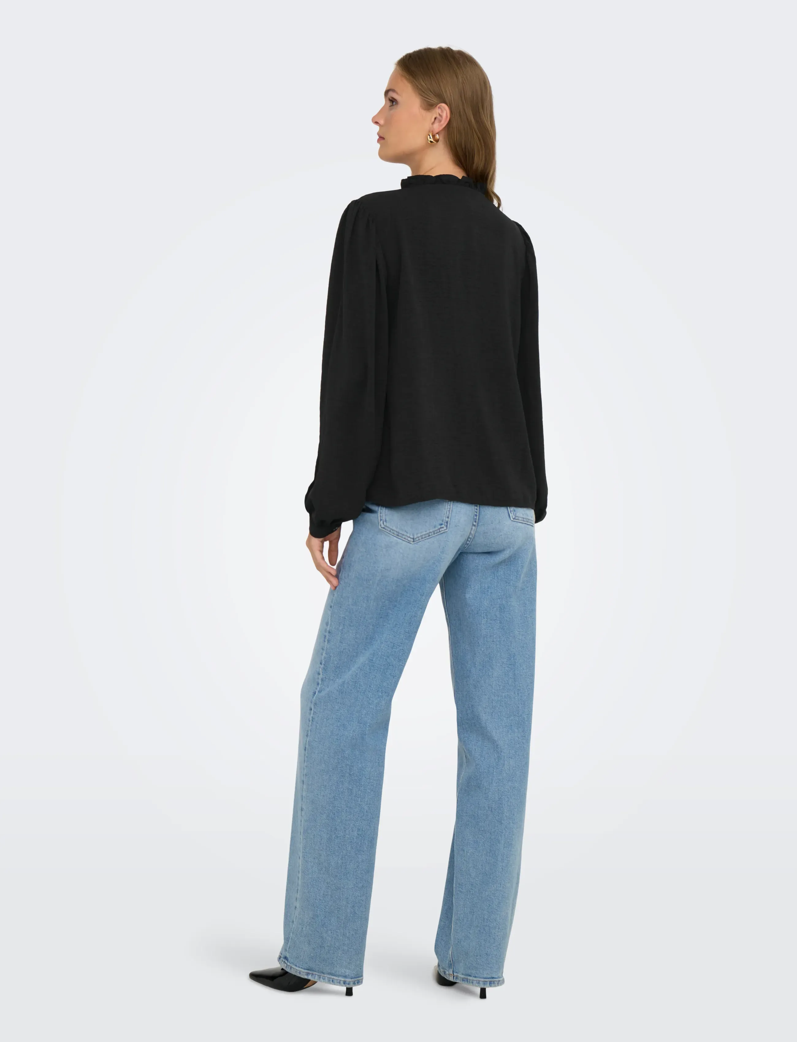 JDY - JDYRACHEL LIFE L/S PINTUCK TOP WVN NOOS - langærmede bluser - black - 3