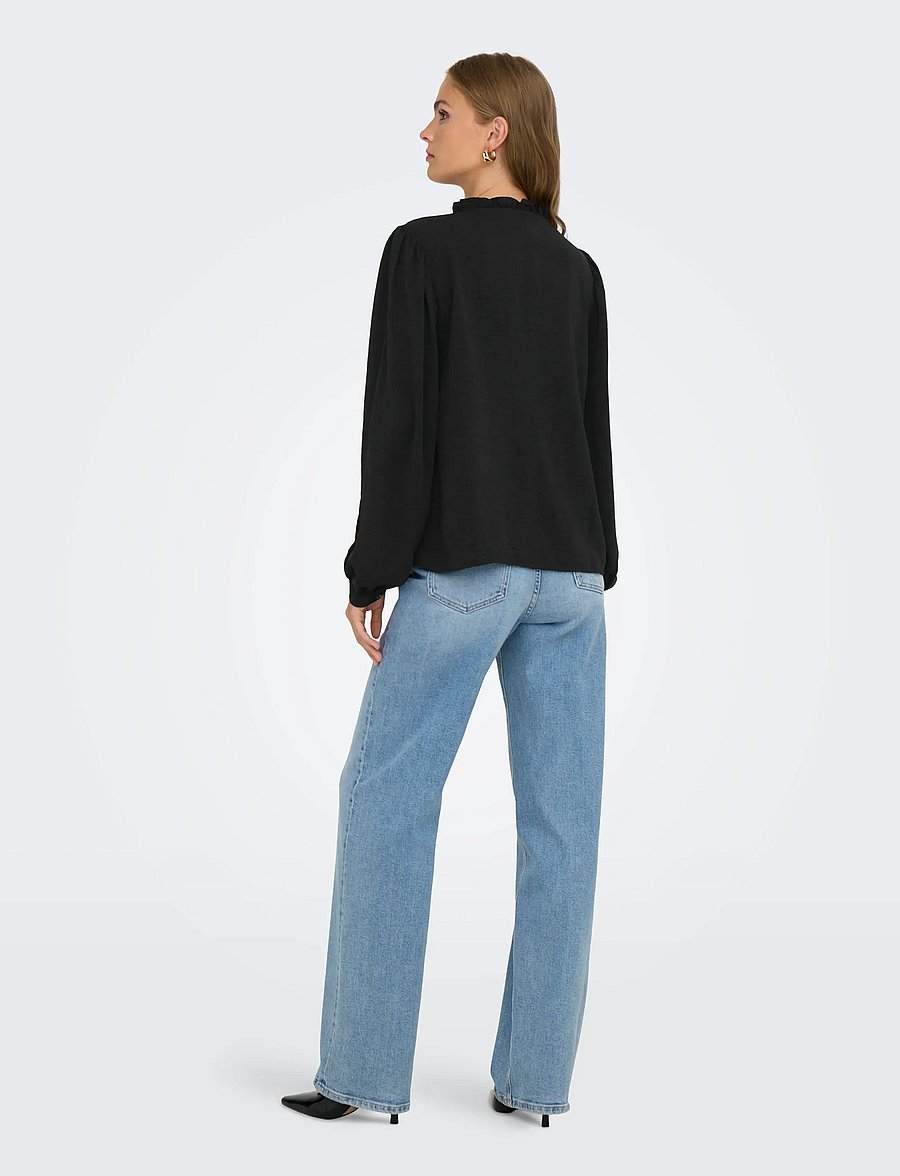 JDY - JDYRACHEL LIFE L/S PINTUCK TOP WVN NOOS - langærmede bluser - black - 3