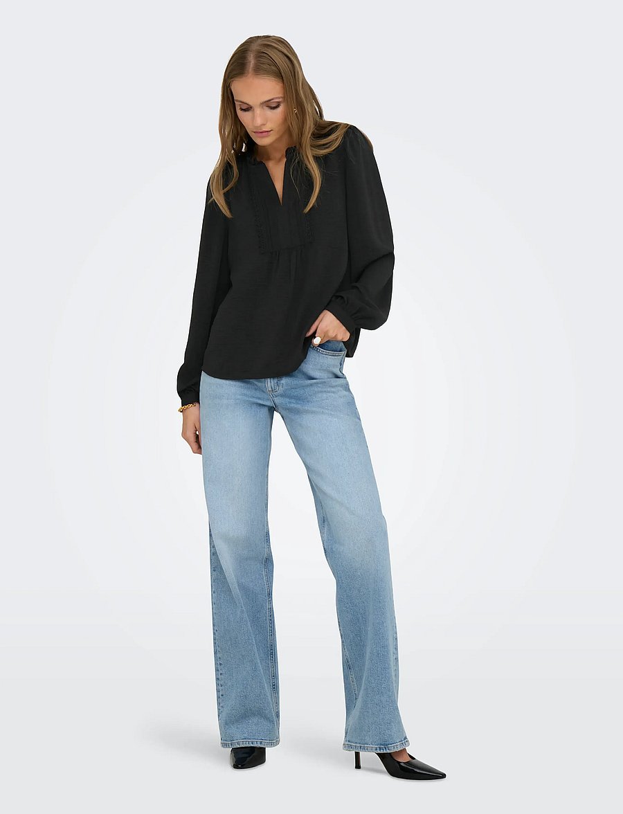 JDY - JDYRACHEL LIFE L/S PINTUCK TOP WVN NOOS - langærmede bluser - black - 4