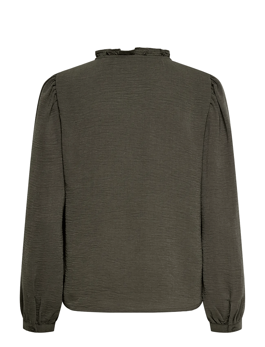 JDY - JDYRACHEL LIFE L/S PINTUCK TOP WVN NOOS - langærmede bluser - black olive - 2