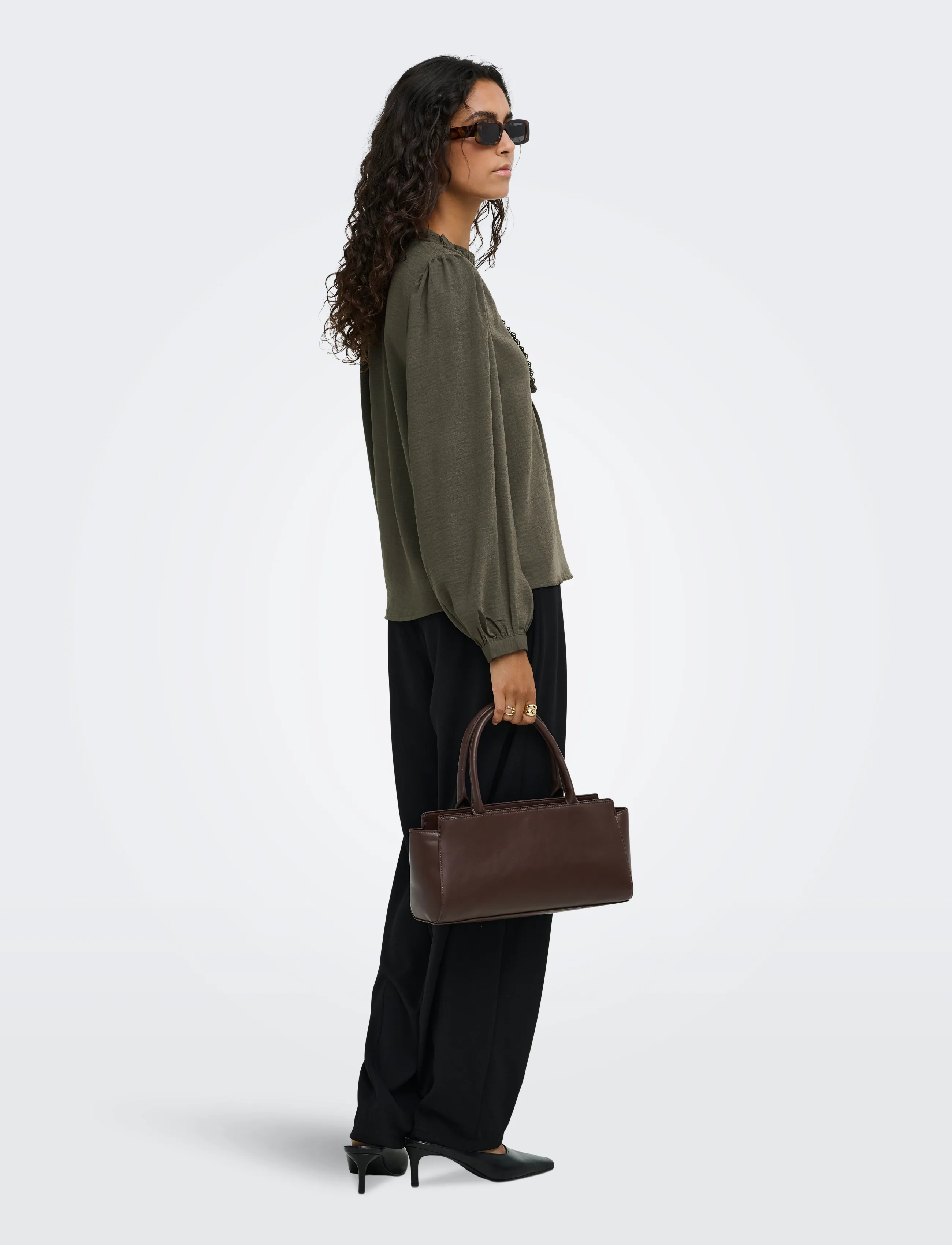 JDY - JDYRACHEL LIFE L/S PINTUCK TOP WVN NOOS - langärmlige blusen - black olive - 3