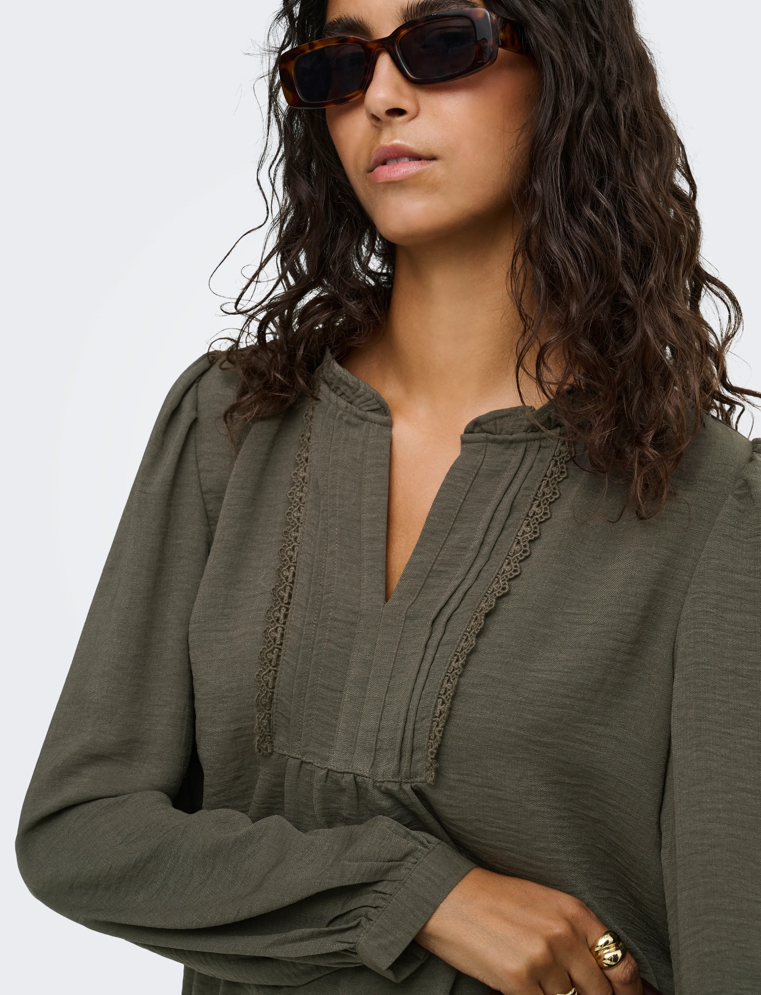 JDY - JDYRACHEL LIFE L/S PINTUCK TOP WVN NOOS - langärmlige blusen - black olive - 5