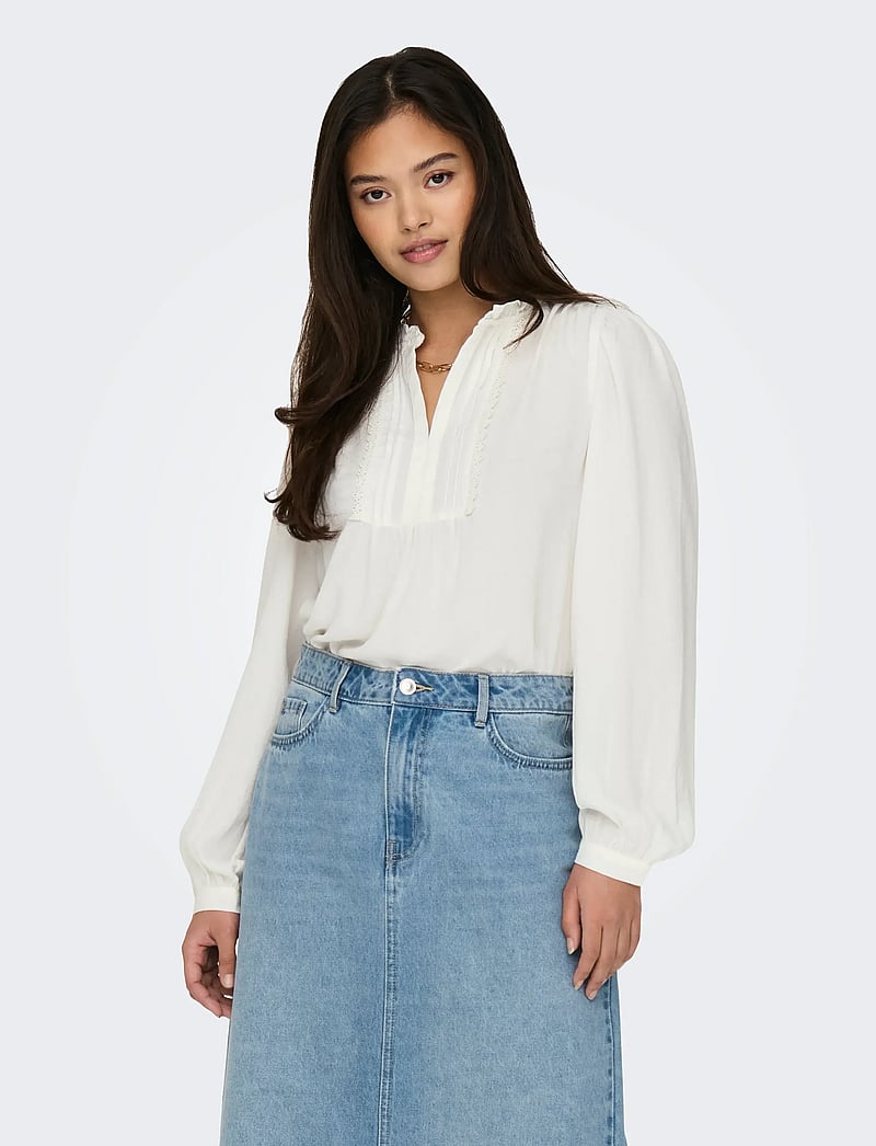 JDY - JDYRACHEL LIFE L/S PINTUCK TOP WVN NOOS - långärmade blusar - cloud dancer - 0