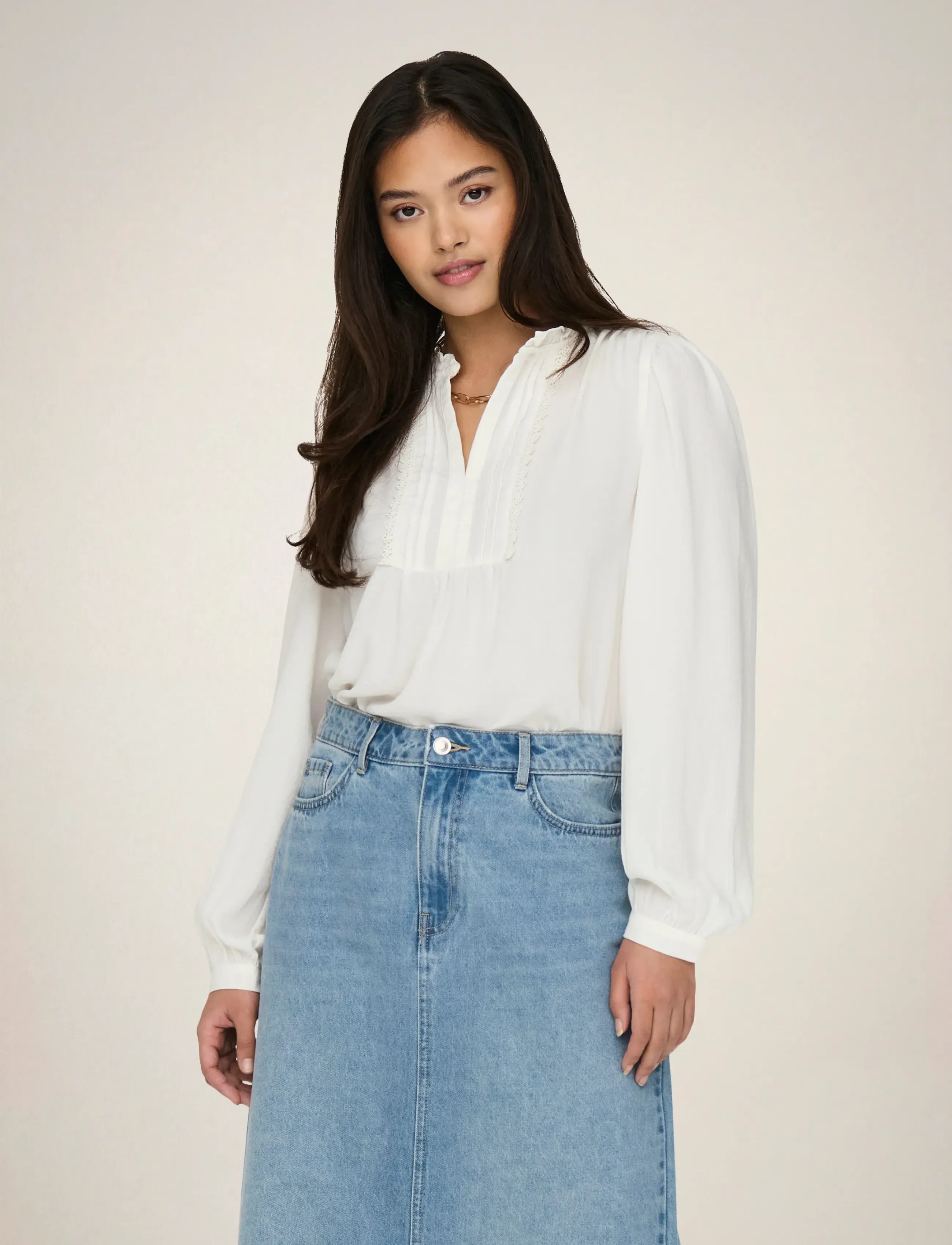 JDY JDYRACHEL LIFE L/S PINTUCK TOP WVN NOOS - Blusen - CLOUD DANCER / white