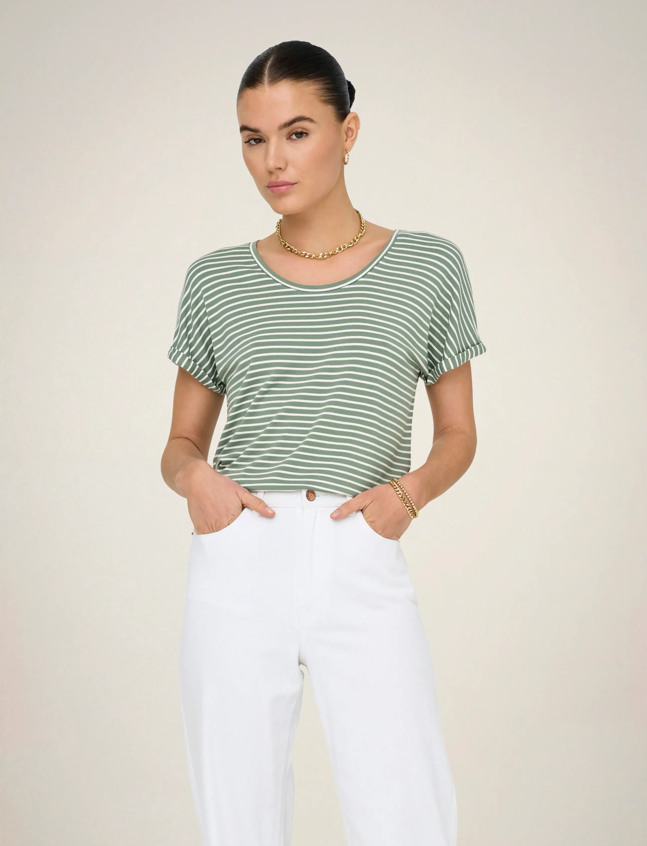 JDY JDYSISSY S/S O-NECK TOP JRS NOOS - T-Shirts & Tops - SEA SPRAY / green