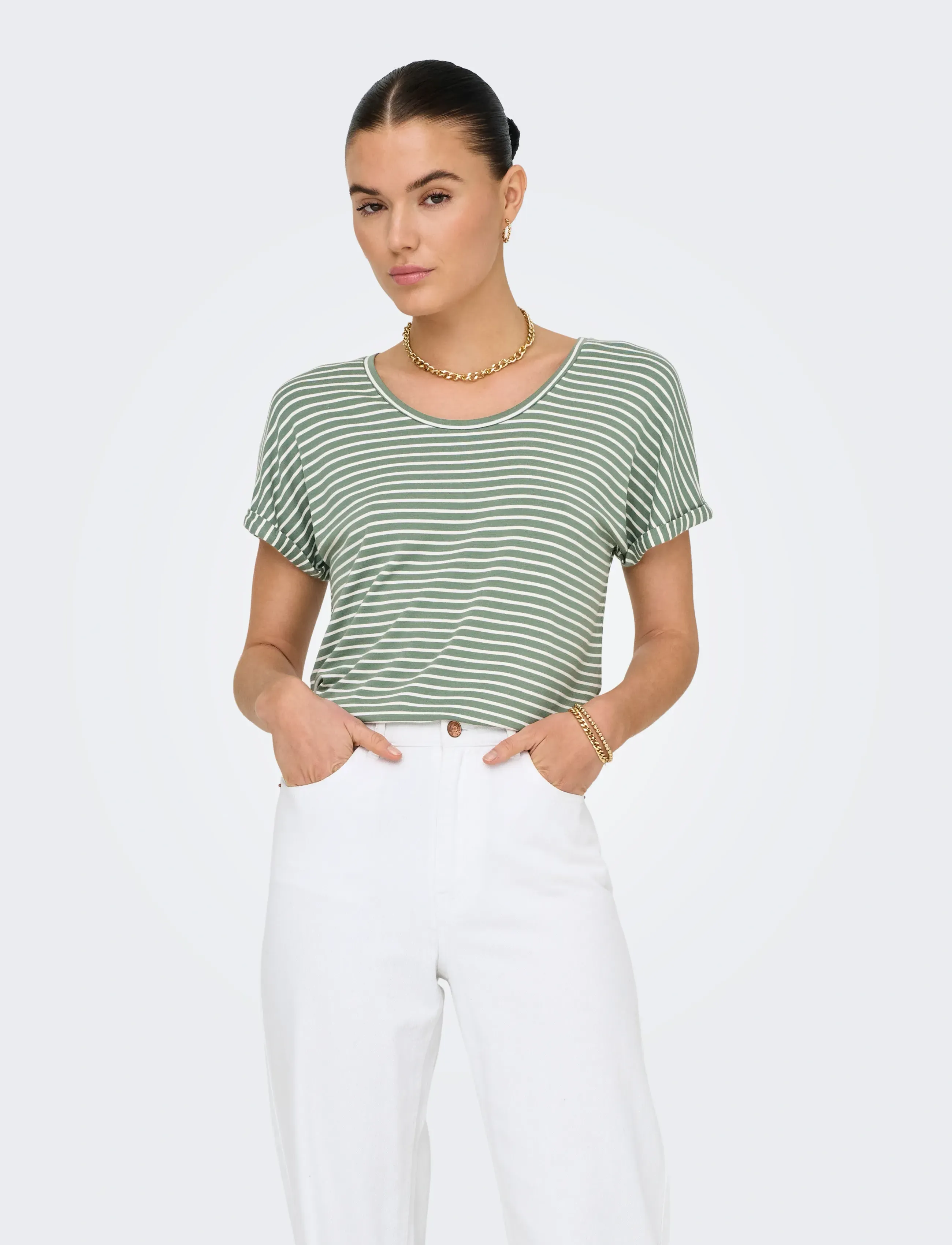 JDY JDYSISSY S/S O-NECK TOP JRS NOOS - T-särgid ja alussärgid - SEA SPRAY / green