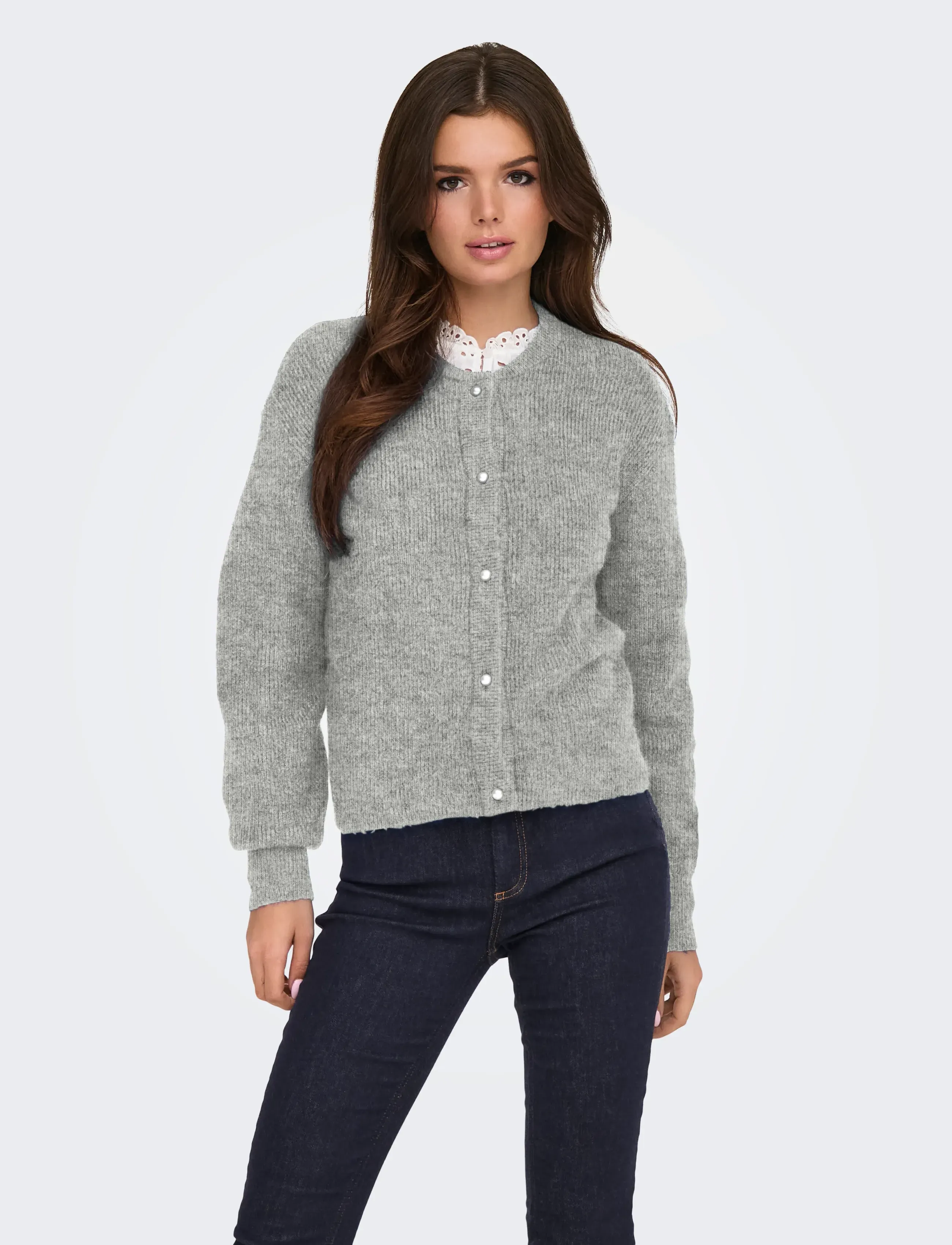 JDY Jdylumi L/S Button Cardiga Knt Noos, XS, Grey, Strik > Cardigans, Dame