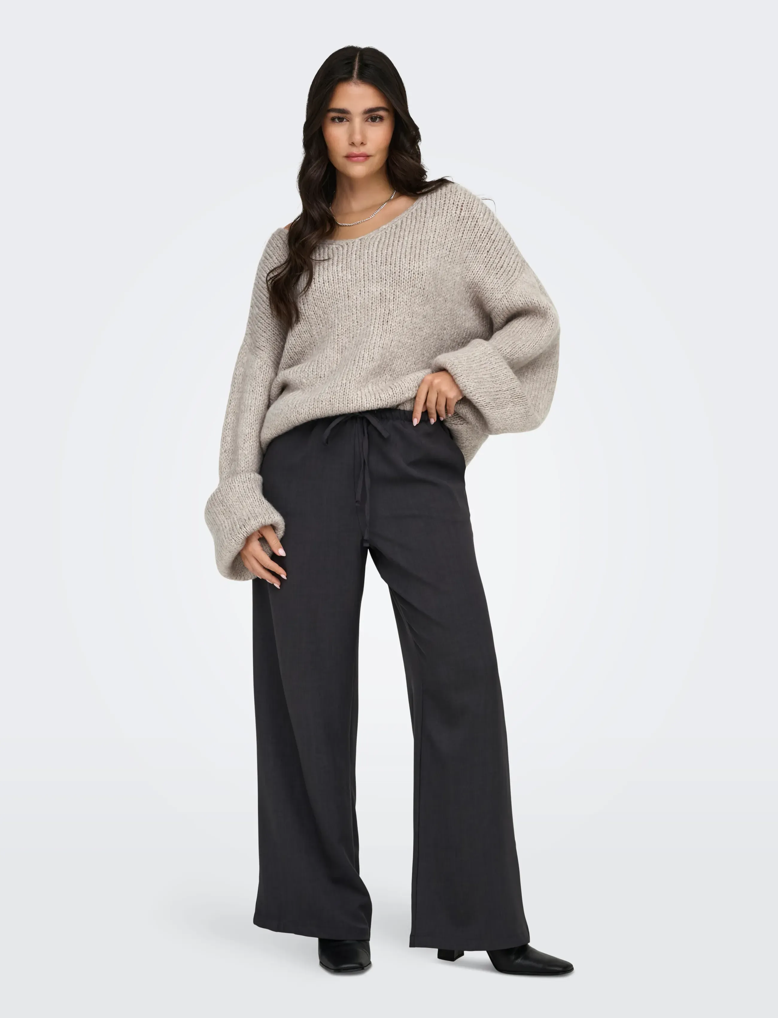 JDY - JDYDINEA L/S REVERSIBLE PULLOV. KNT NOOS - chateau gray - 4