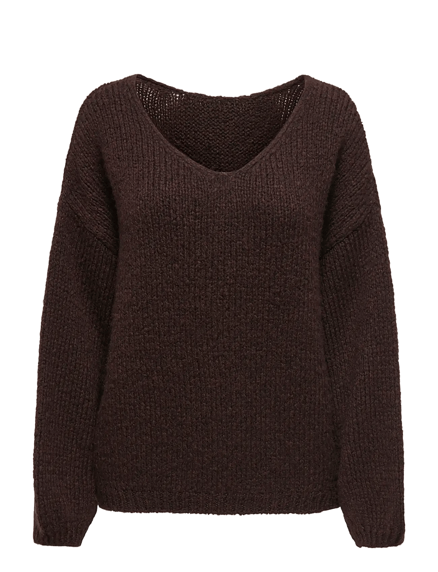 JDY - JDYDINEA L/S REVERSIBLE PULLOV. KNT NOOS - striktrøjer - chocolate torte - 1