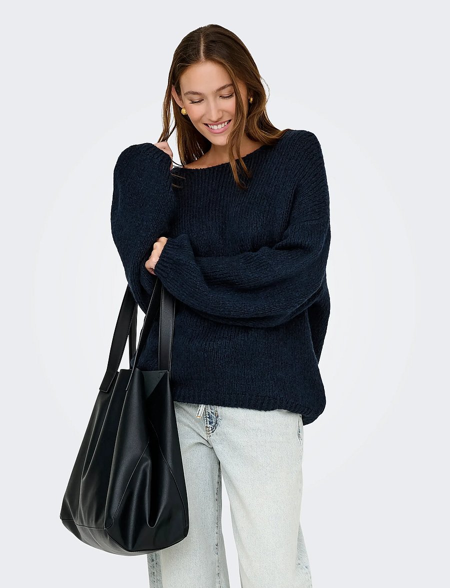 JDY - JDYDINEA L/S REVERSIBLE PULLOV. KNT NOOS - striktrøjer - total eclipse - 0