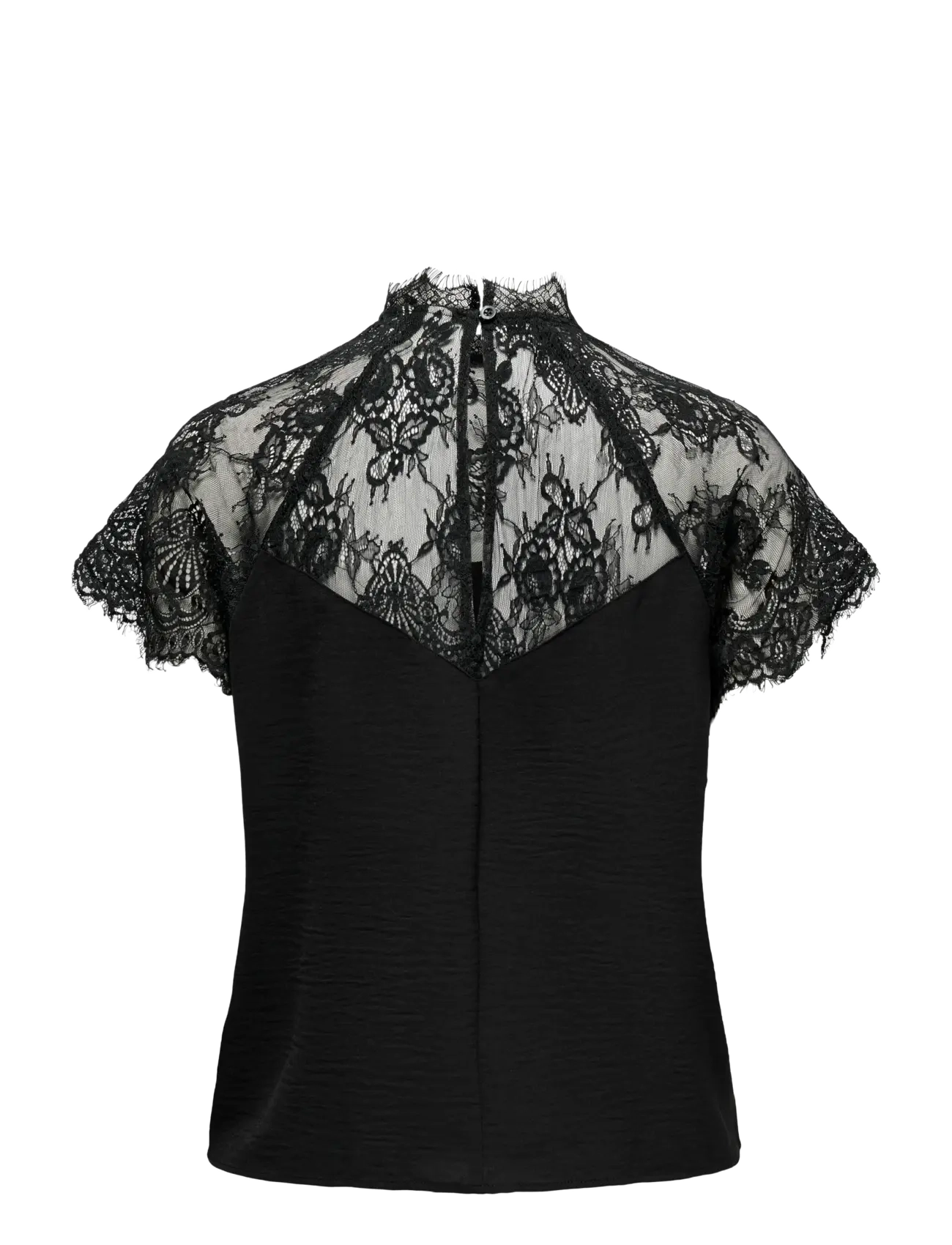 JDY - JDYLION S/S LACE TOP WVN DIA - kurzärmelige blusen - black - 2