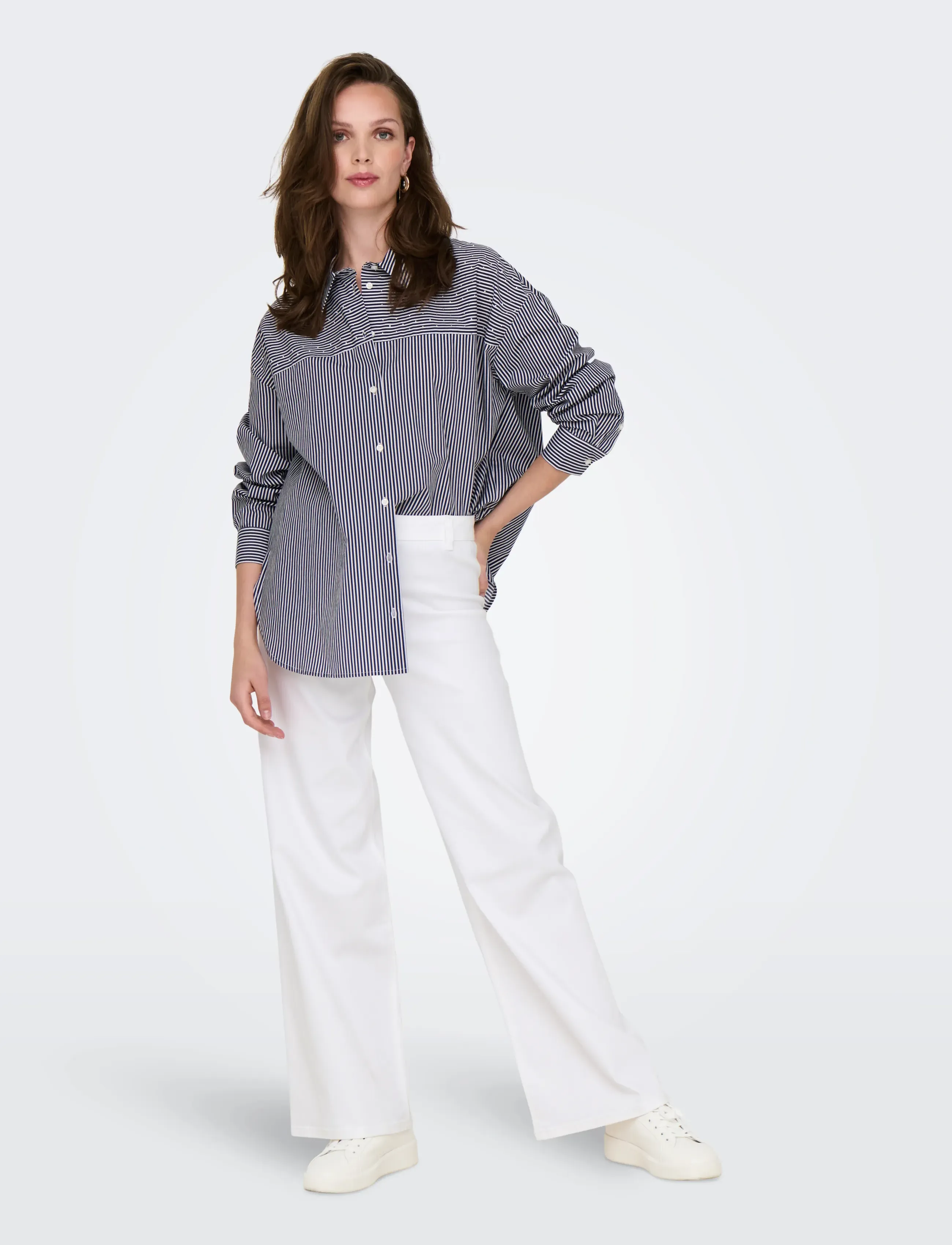 JDY - JDYIRIS STRETCH HW WIDE PANT PNT NOOS - hosen mit weitem bein - white - 4