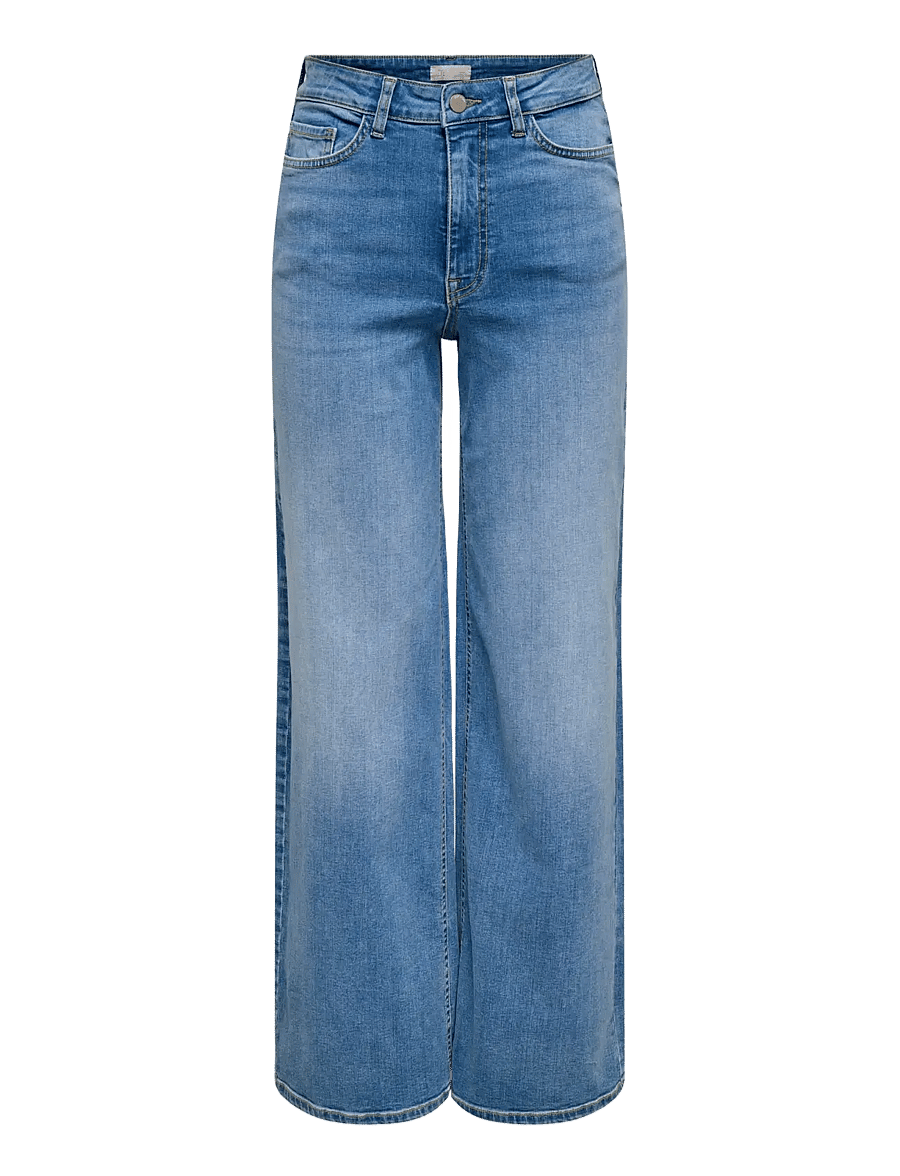 JDY - JDYFELINA-FINA HW WIDE MED BLUE DNM NOOS - pantalons larges - medium blue denim - 1