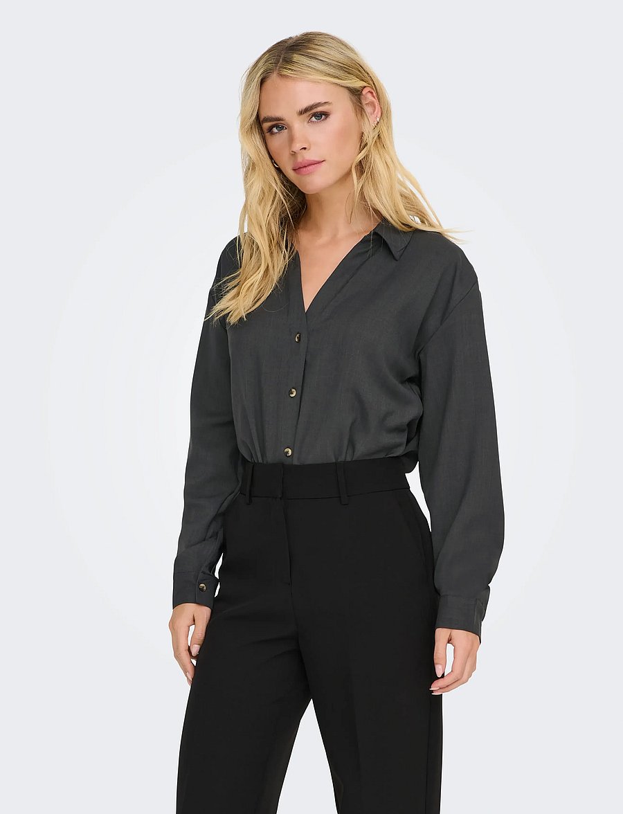 JDY - JDYNINA L/S SHIRT WVN NOOS - pikkade varrukatega särgid - dark grey melange - 0