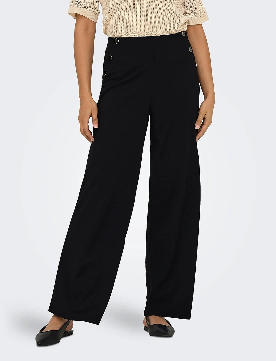 JDY - JDYGEGGO LIFE BUTTON PANT JRS NOOS - laia säärega püksid - black - 0
